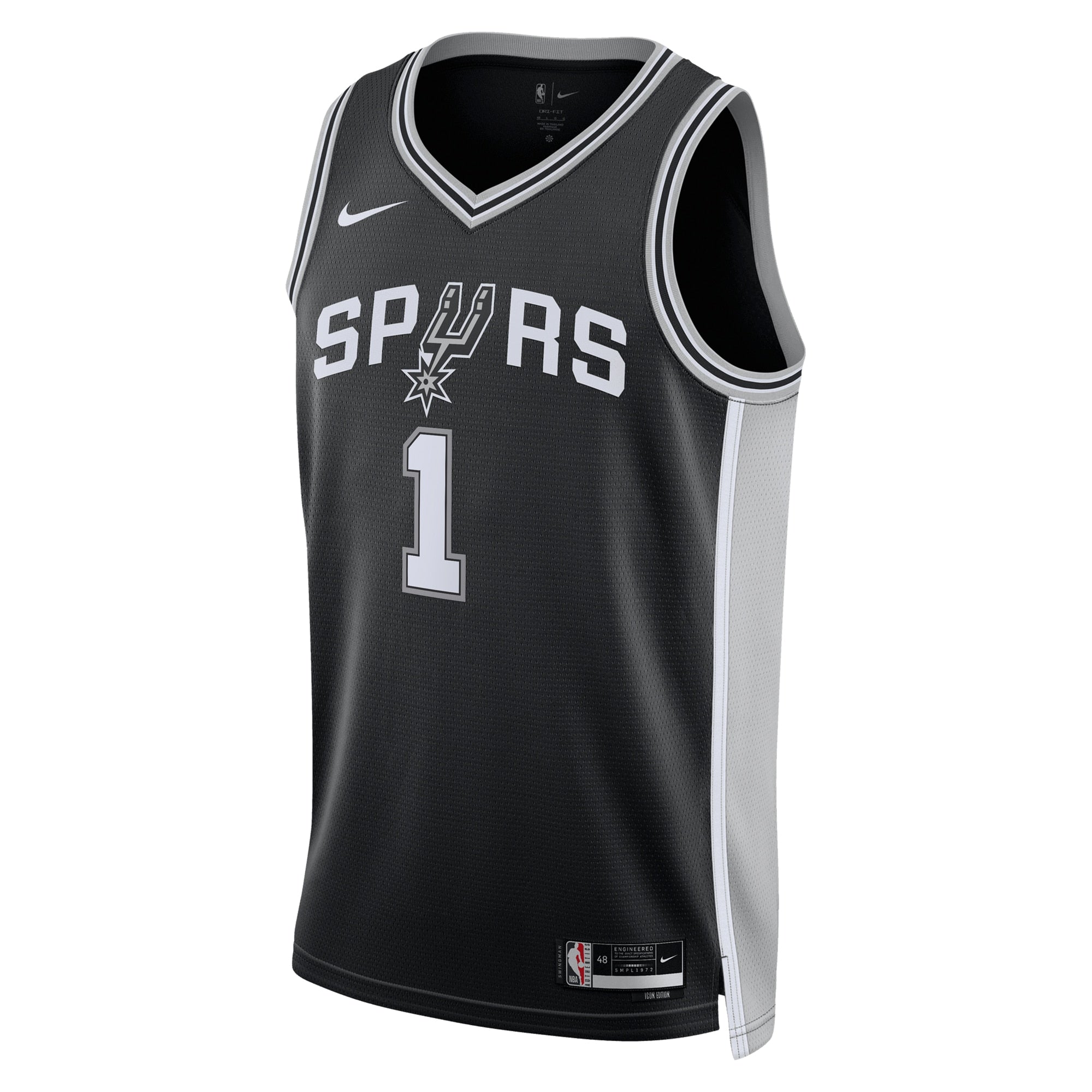 San Antonio Spurs Nike Icon Edition Swingman Jersey - Black - Victor Wembanyama - Unisex NBA Team Jersey Basketball Fan Apparel