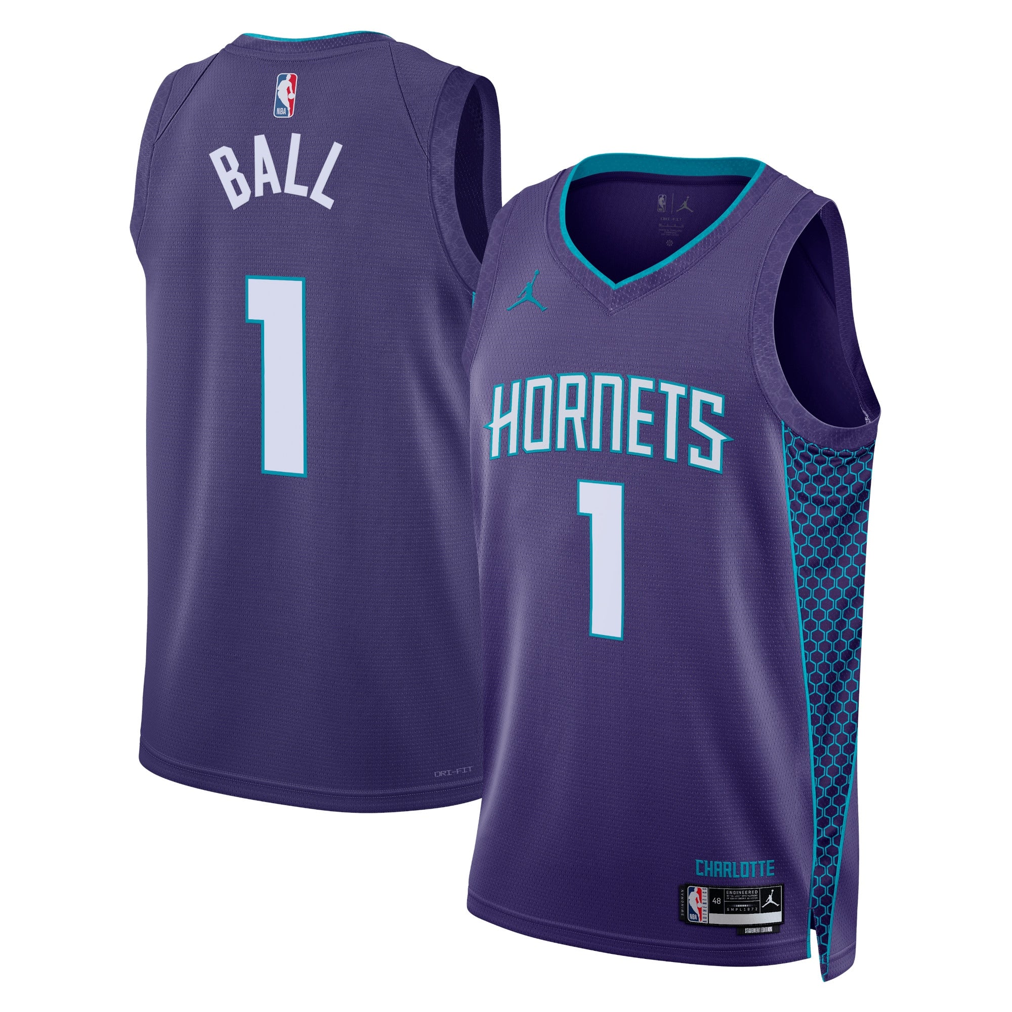 Charlotte Hornets Jordan Brand Statement Edition Swingman Jersey - Purple - LaMelo Ball - Unisex NBA Team Jersey Basketball Fan Apparel
