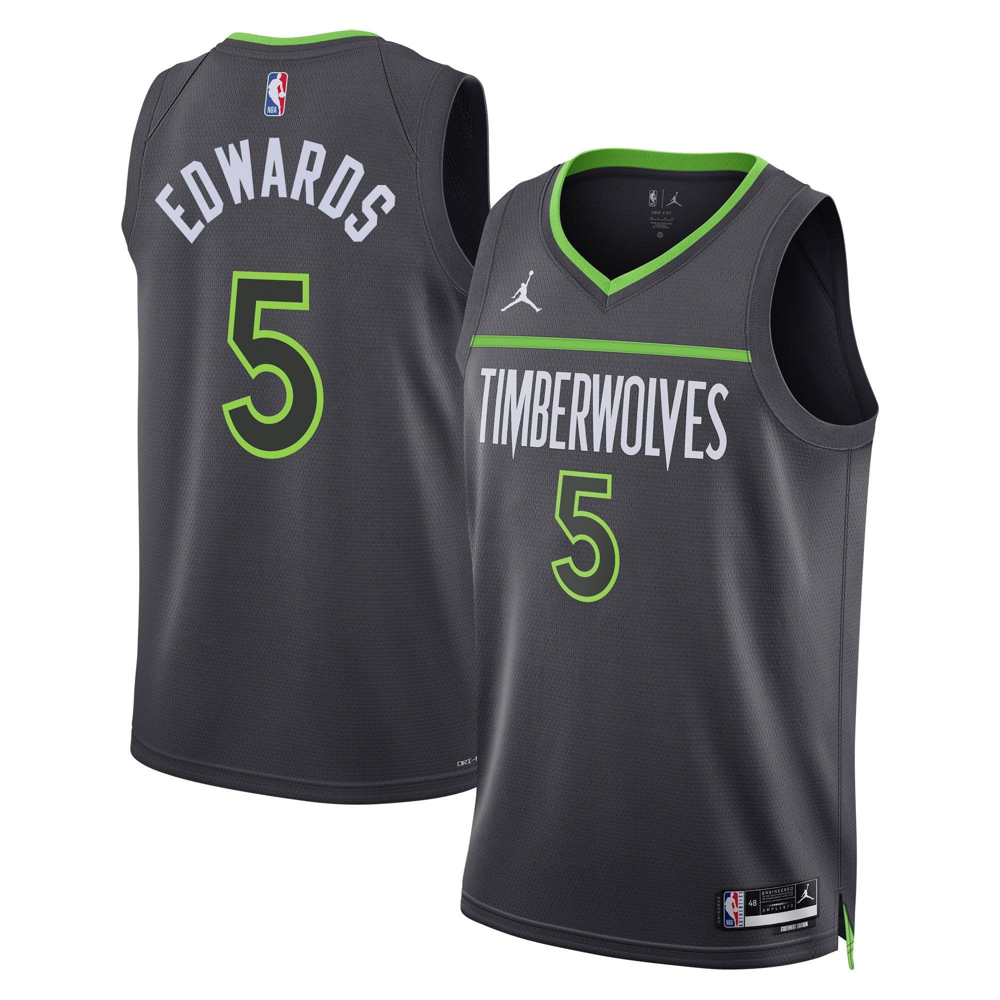 Minnesota Timberwolves Jordan Statement Edition Swingman Jersey - Gray - Anthony Edwards - Unisex NBA Team Jersey Basketball Fan Apparel
