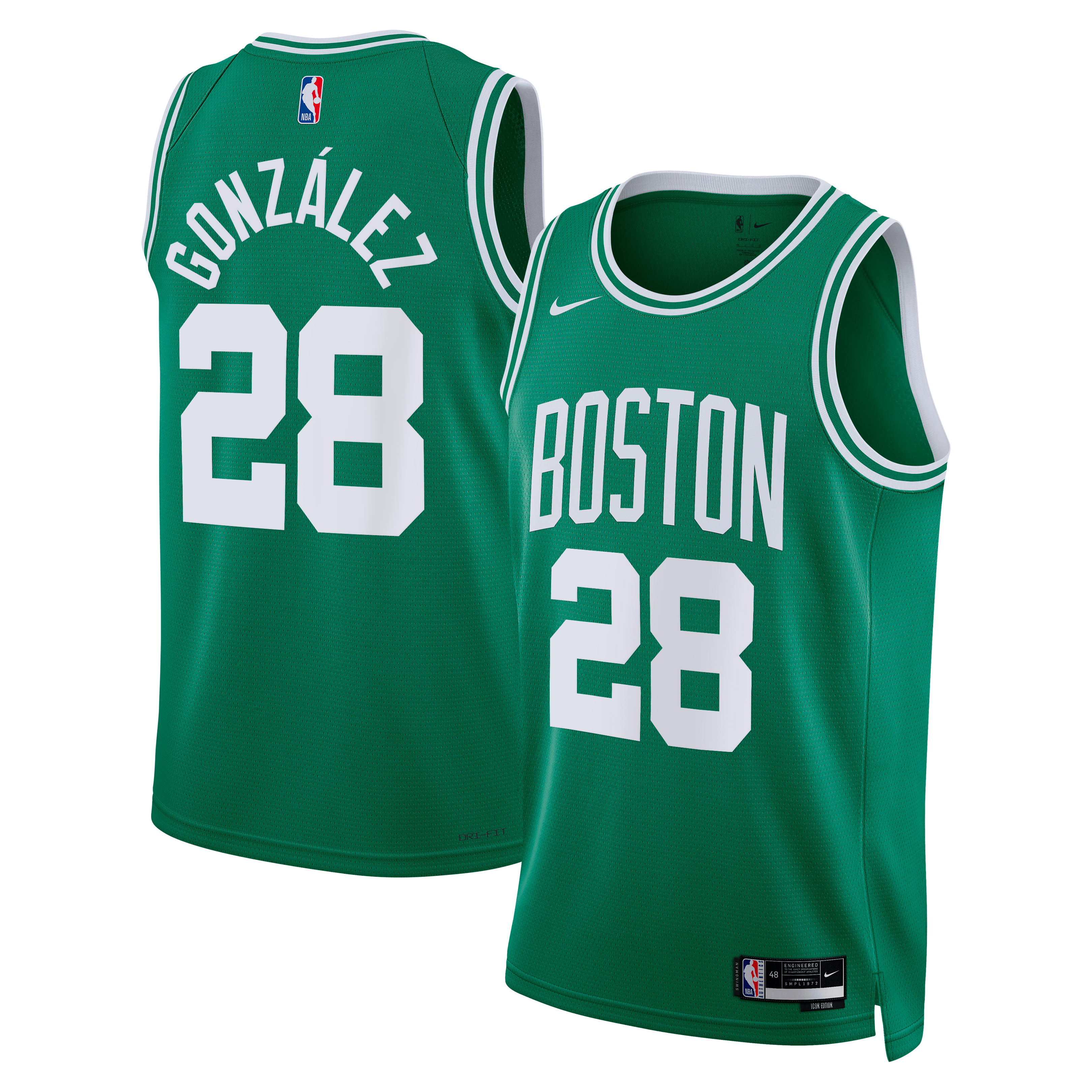 Boston Celtics Nike Icon Edition Swingman Jersey - Kelly Green - Hugo González - Unisex NBA Team Jersey Basketball Fan Apparel