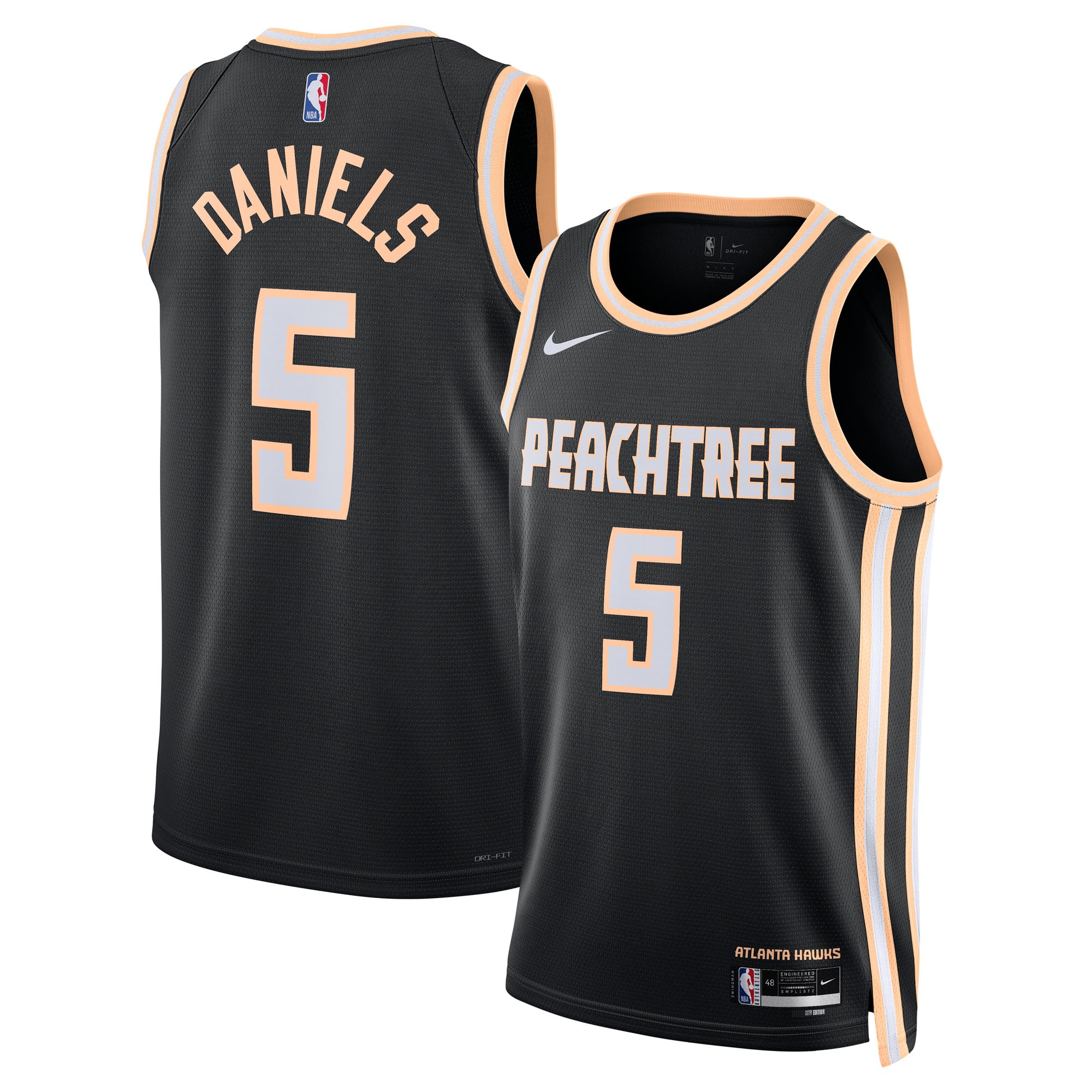 Atlanta Hawks Nike 2025/26 City Edition Swingman Jersey - Black - Dyson Daniels - Unisex NBA Team Jersey Basketball Fan Apparel