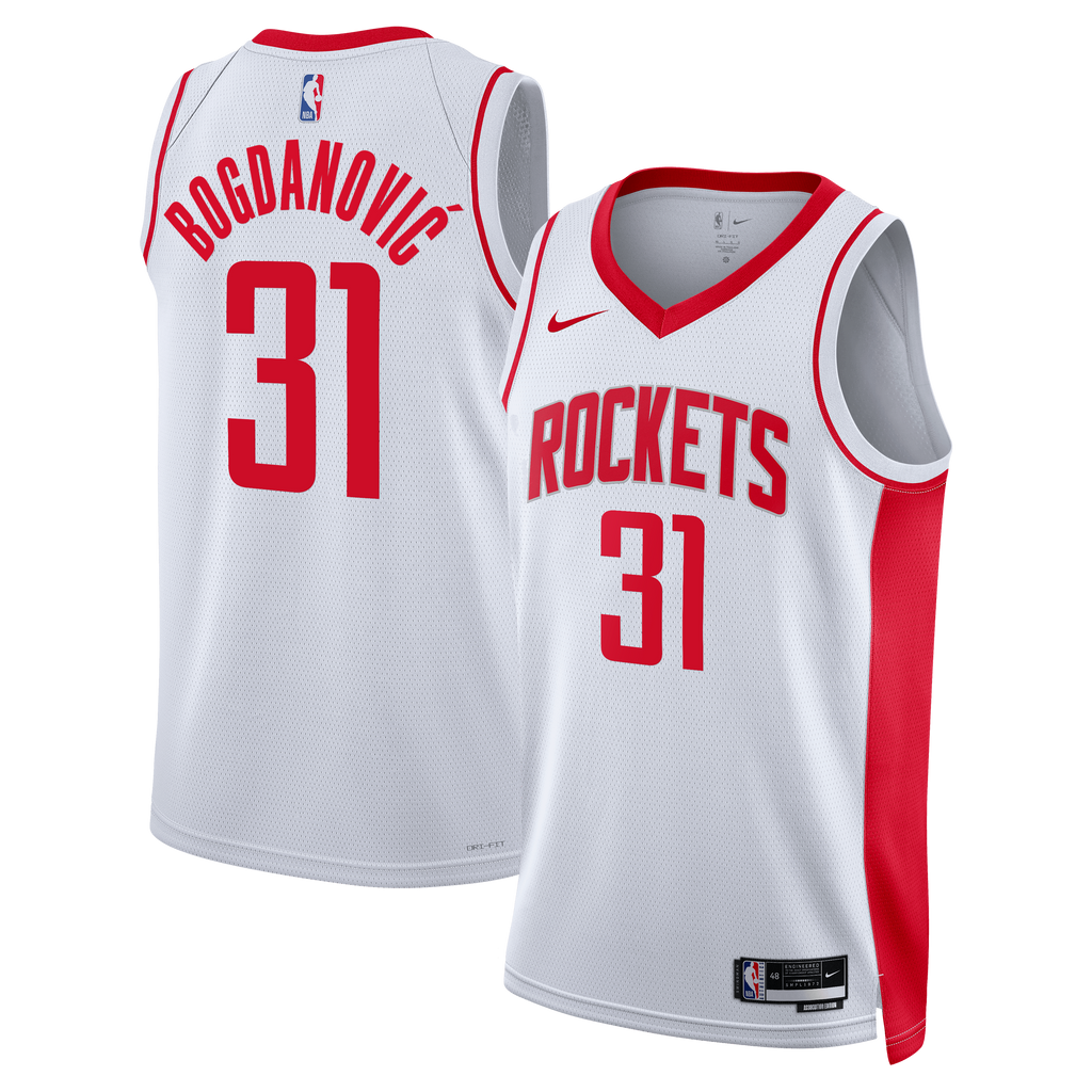 Houston Rockets Nike Association Edition Swingman Jersey - White - Bogdan Bogdanović - Unisex NBA Team Jersey Basketball Fan Apparel