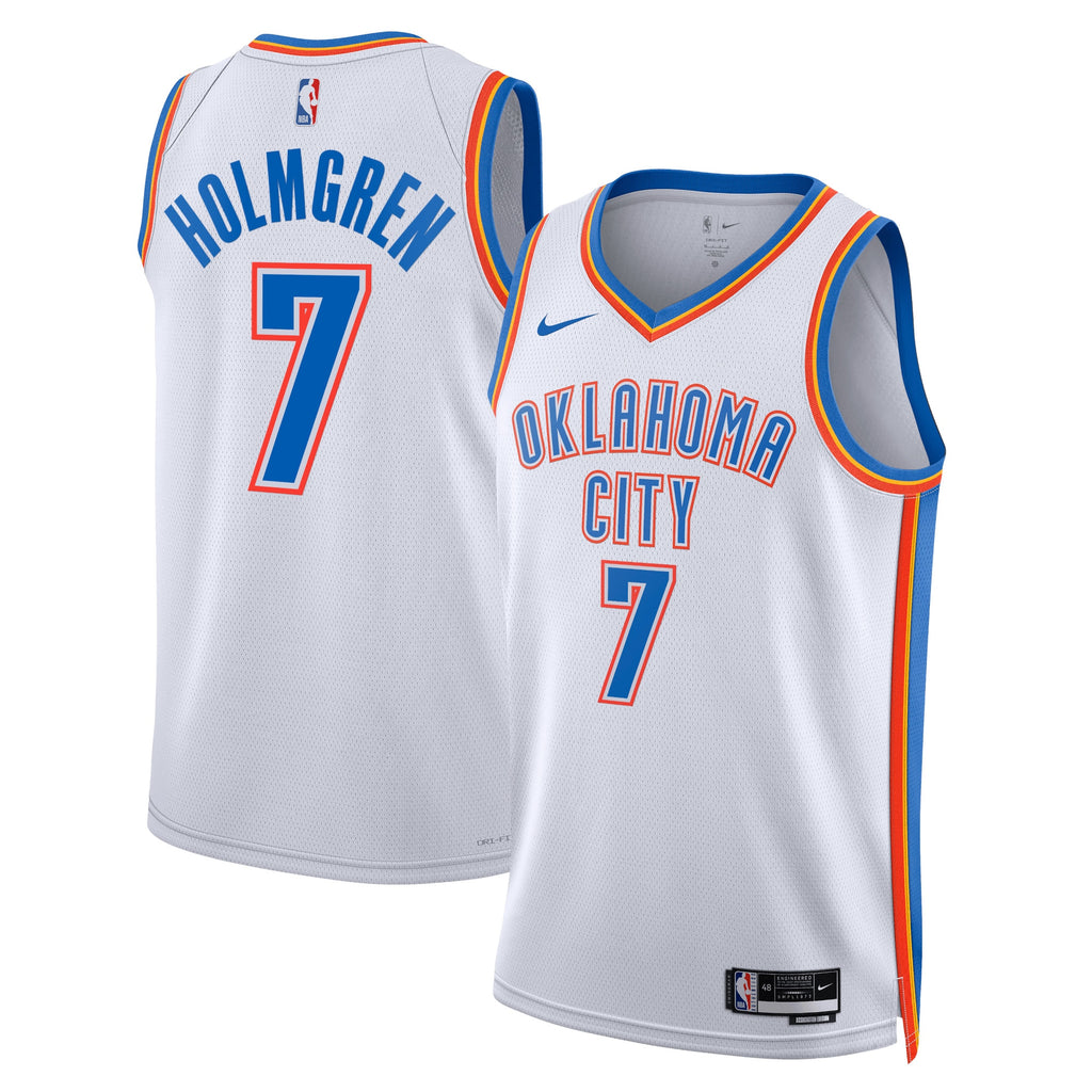 Oklahoma City Thunder Nike Association Edition Swingman Jersey - White - Chet Holmgren - Unisex NBA Team Jersey Basketball Fan Apparel