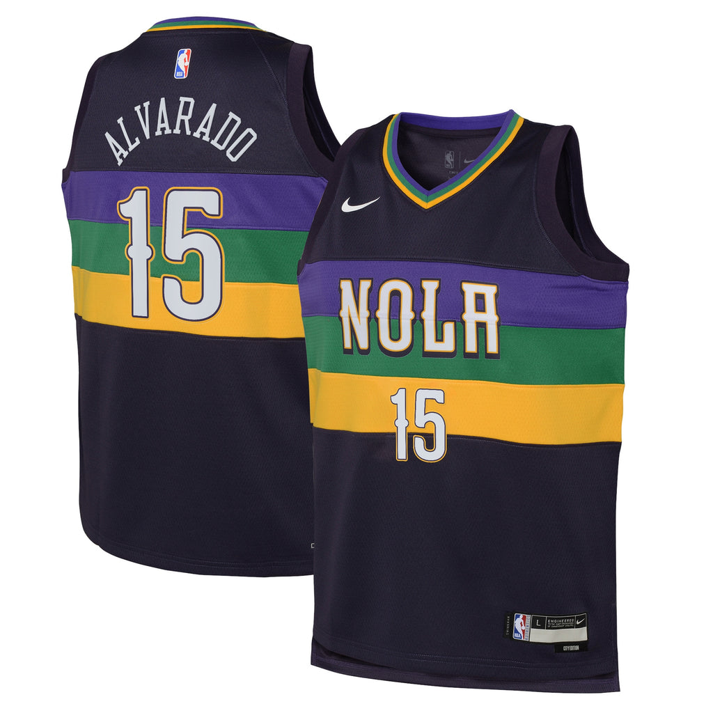 New Orleans Pelicans Nike City Edition Swingman Jersey 22 - Purple - Jose Alvarado - Youth NBA Team Jersey Basketball Fan Apparel