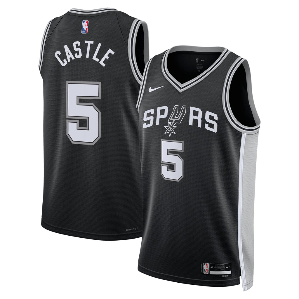 San Antonio Spurs Nike Icon Swingman Jersey - Black - Stephon Castle - Unisex NBA Team Jersey Basketball Fan Apparel