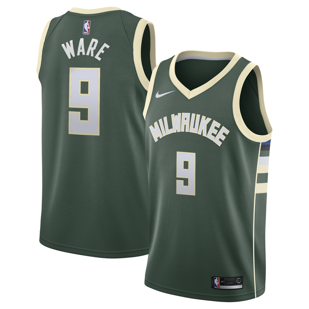 Milwaukee Bucks Nike Icon Edition Swingman Jersey - White - Kel'el Ware - Youth NBA Team Jersey Basketball Fan Apparel