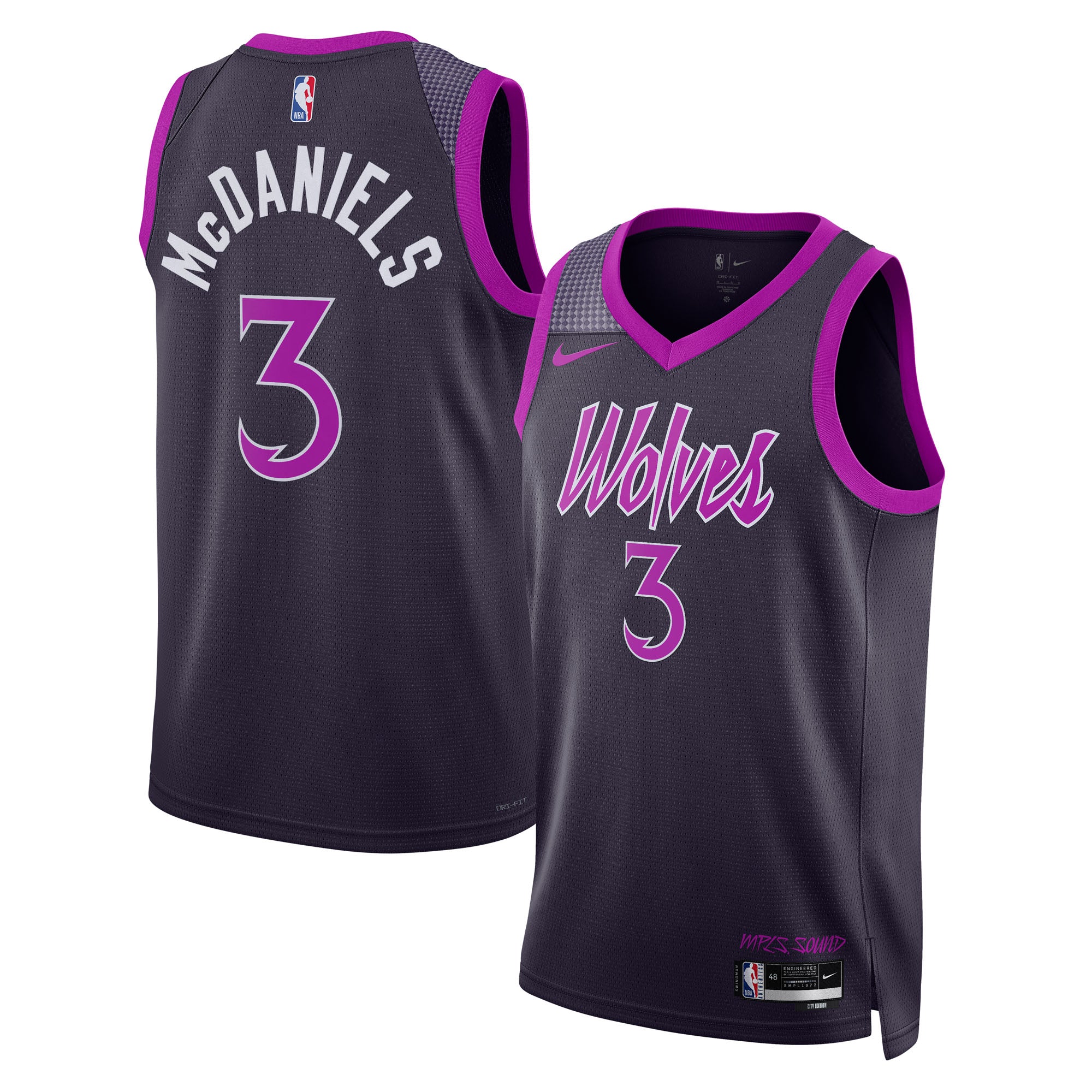 Minnesota Timberwolves Nike 2025/26 City Edition Swingman Jersey - Black - Jaden McDaniels - Unisex NBA Team Jersey Basketball Fan Apparel