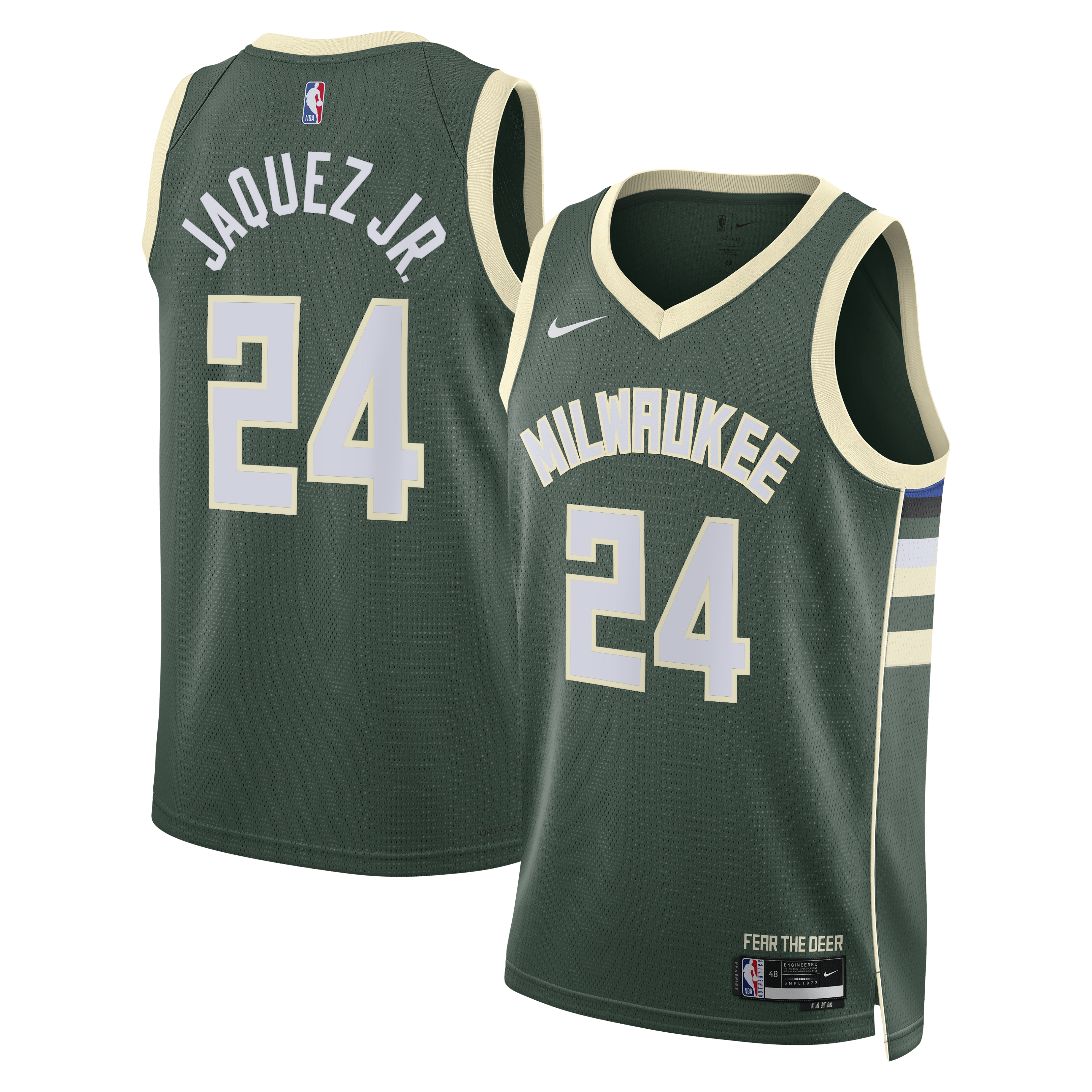Milwaukee Bucks Nike Icon Edition Swingman Jersey - Hunter Green - Jaime Jaquez Jr. - Unisex NBA Team Jersey Basketball Fan Apparel