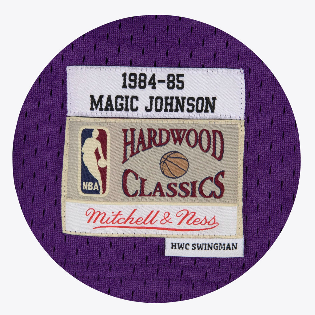 Los Angeles Lakers Mitchell & Ness Magic Johnson 1984-85 Hardwood Classics Road Swingman Jersey - Purple - Men's NBA Team Jersey Basketball Fan Appare