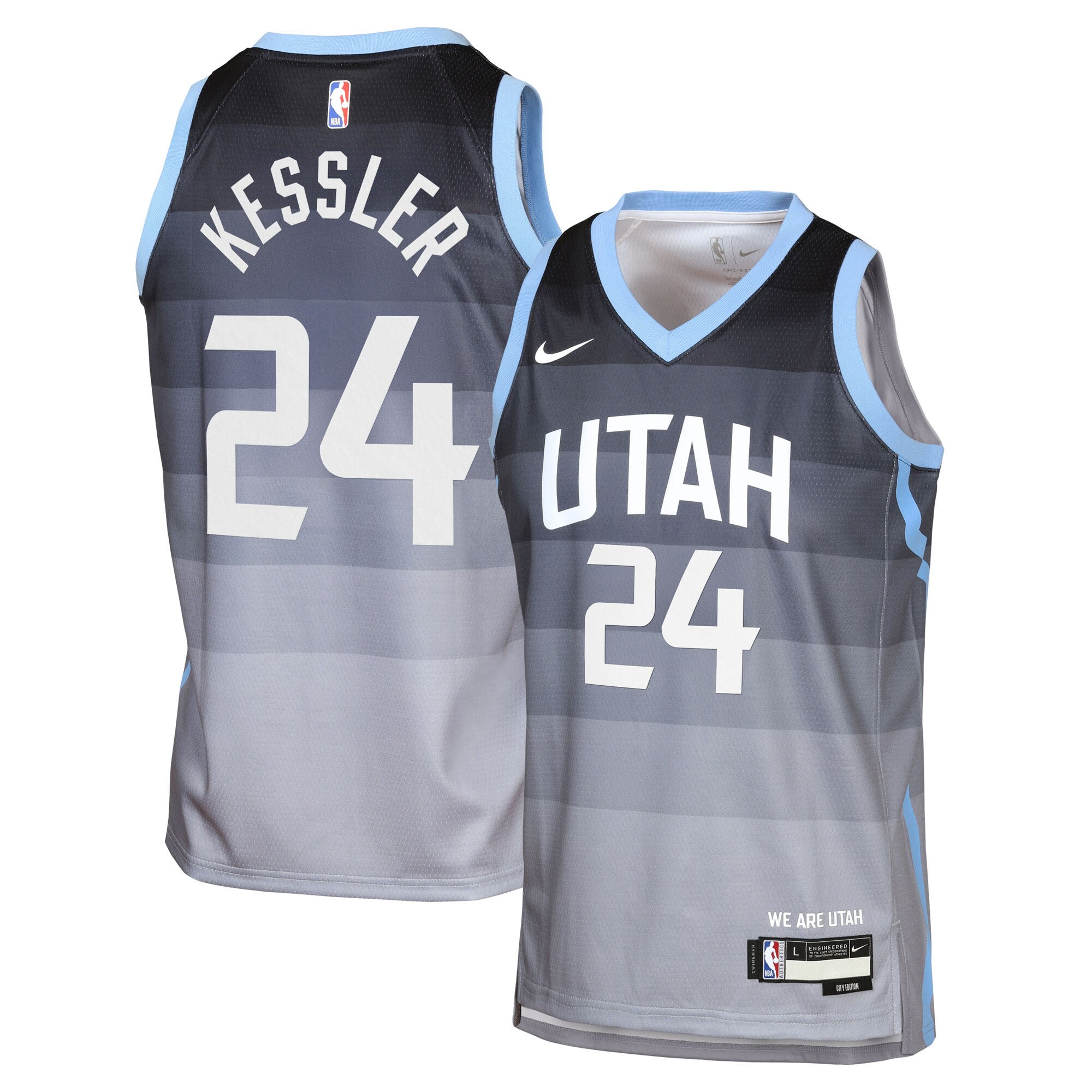 Utah Jazz Nike 2025/26 City Edition Swingman Jersey - Gray - Walker Kessler - Youth NBA Team Jersey Basketball Fan Apparel