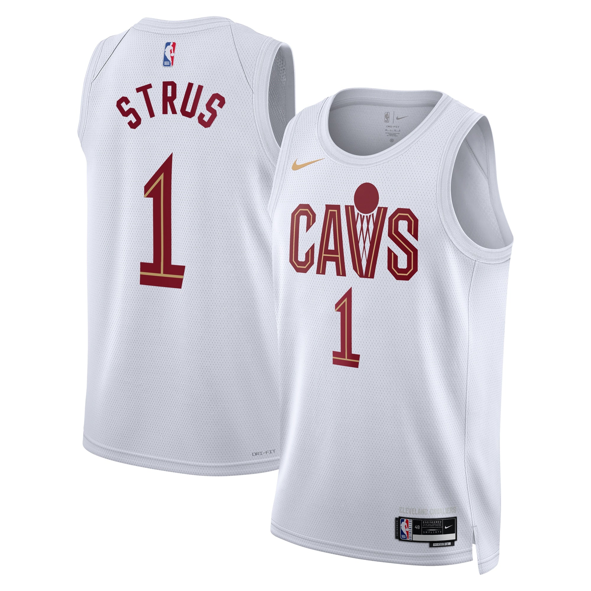 Cleveland Cavaliers Nike Association Edition Swingman Jersey - White - Max Strus - Unisex NBA Team Jersey Basketball Fan Apparel