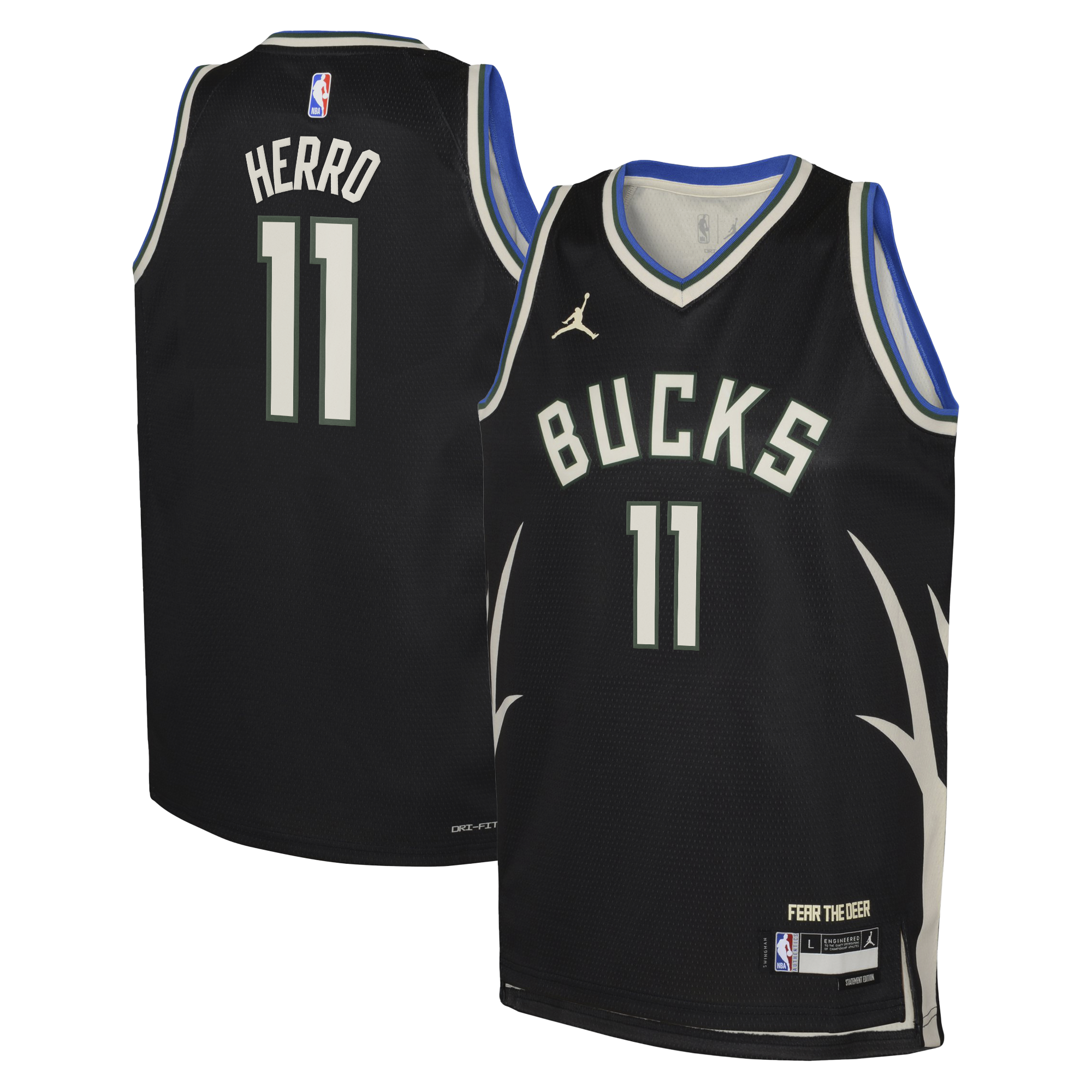 Milwaukee Bucks Jordan Brand Statement Edition Swingman Jersey - Hunter Green - Tyler Herro - Youth NBA Team Jersey Basketball Fan Apparel