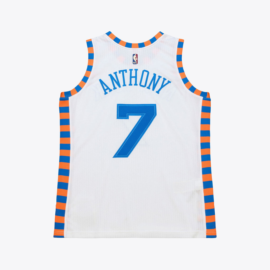 New York Knicks Mitchell & Ness Carmelo Anthony 2015-16 Hardwood Classics Authentic Jersey - White - Men's NBA Team Jersey Basketball Fan Apparel