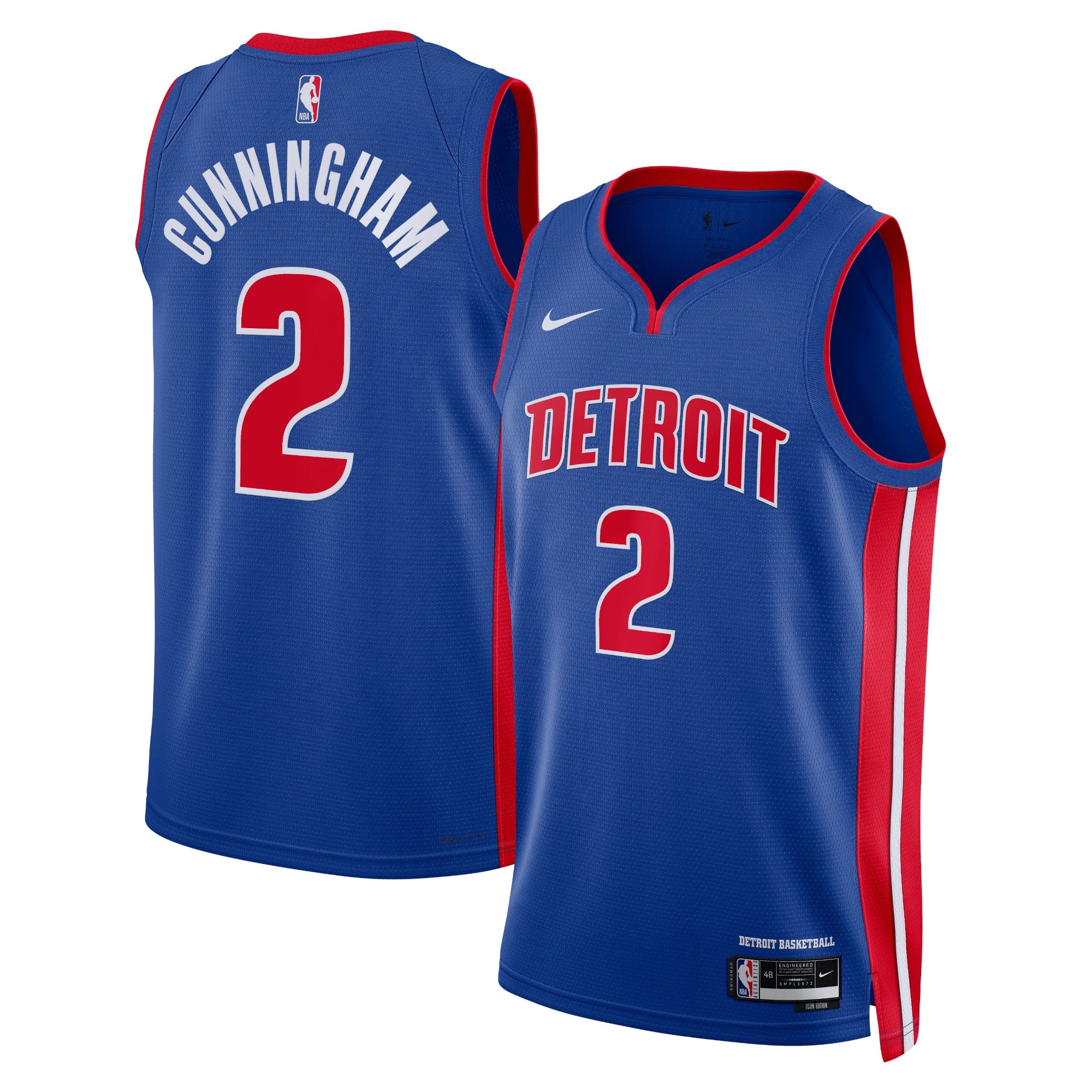 Detroit Pistons Nike Icon Edition Swingman Jersey - Blue - Cade Cunningham - Unisex NBA Team Jersey Basketball Fan Apparel