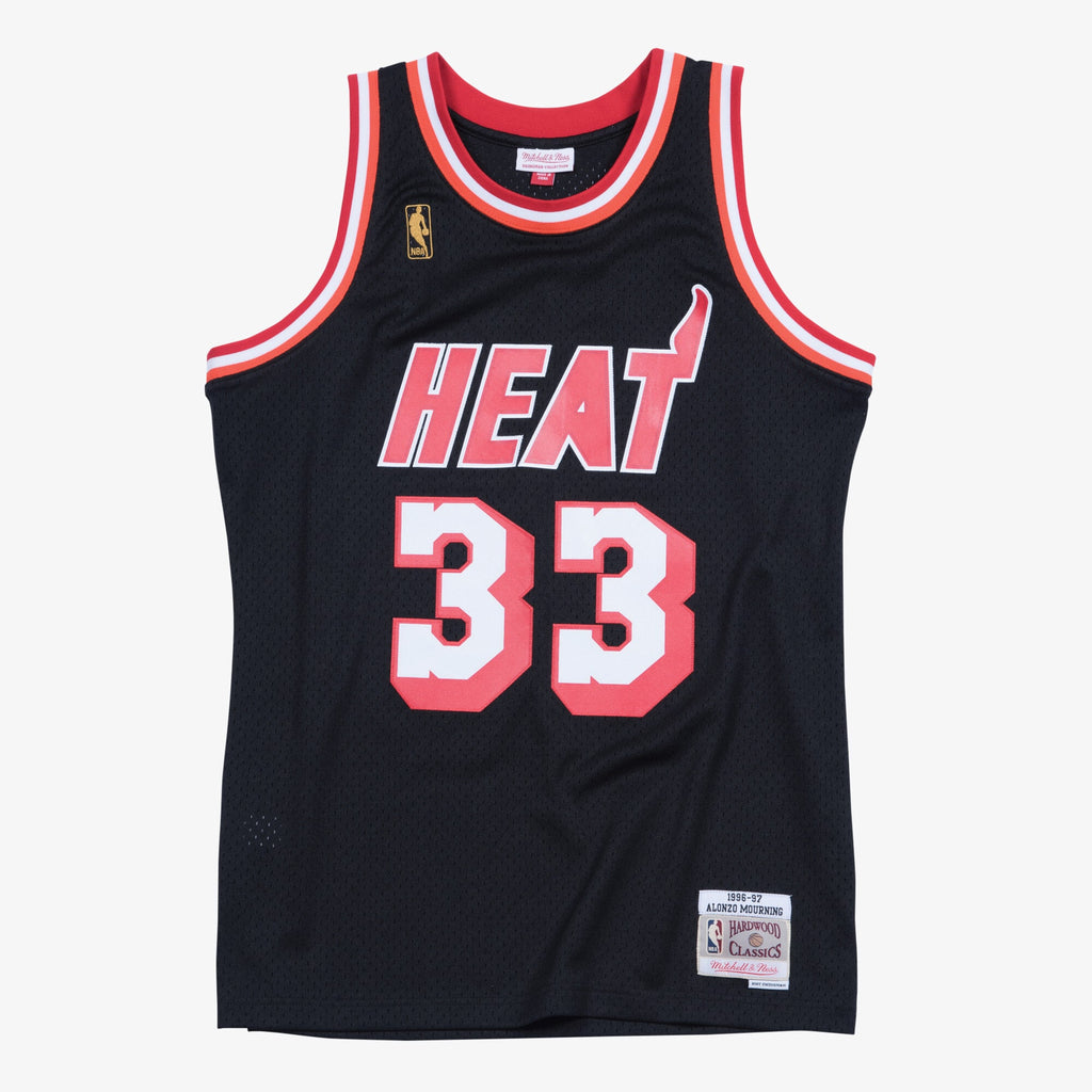 Miami Heat Mitchell & Ness Alonzo Mourning Hardwood Classics Swingman Jersey - Black - Men's NBA Team Jersey Basketball Fan Apparel