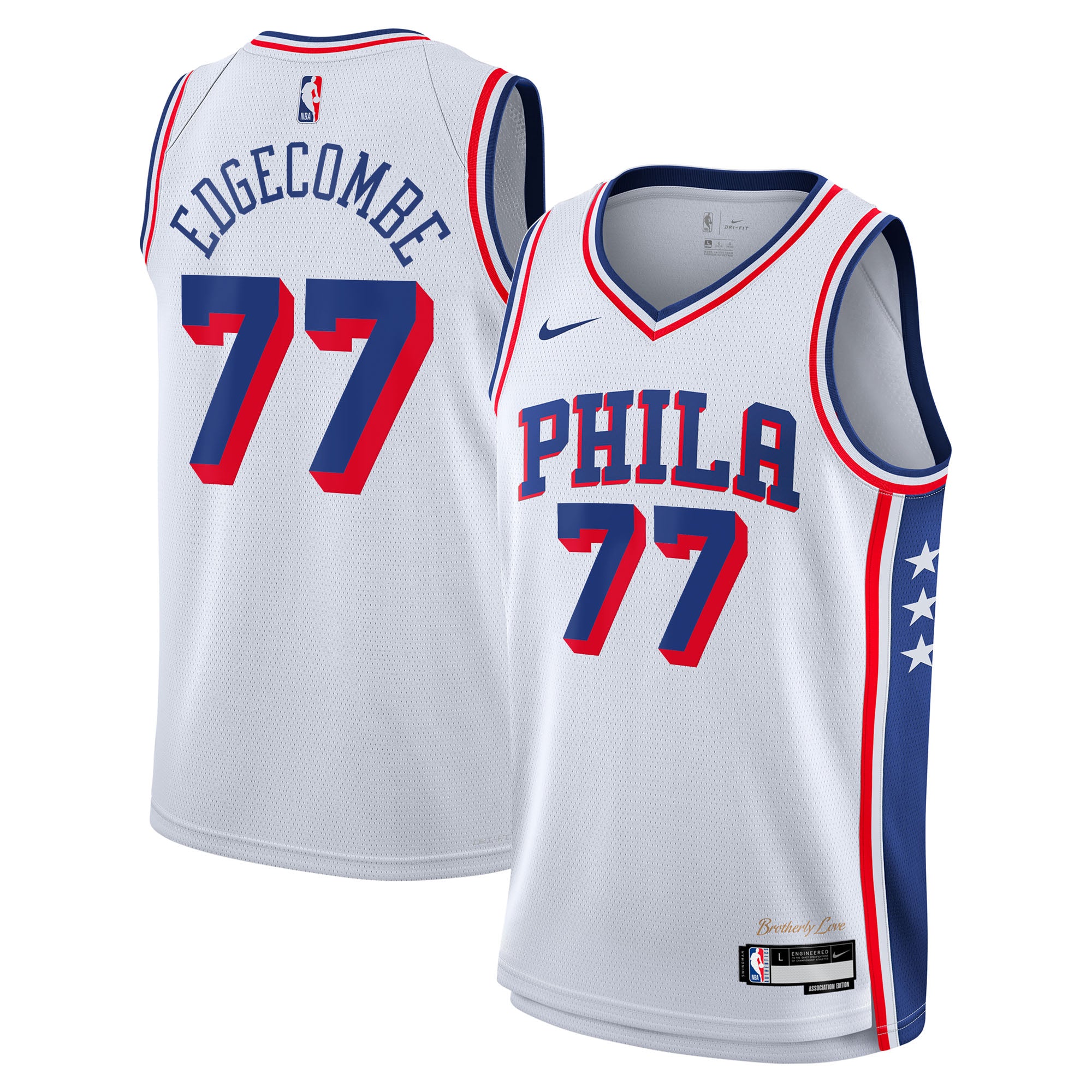 Philadelphia 76ers Nike Association Edition Swingman Jersey - White - VJ Edgecombe - Youth NBA Team Jersey Basketball Fan Apparel