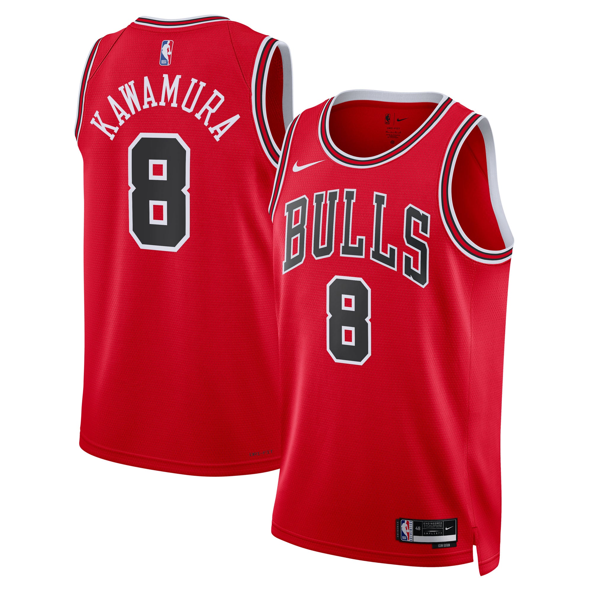 Chicago Bulls Nike Icon Edition Swingman Jersey - Red - Yuki Kawamura - Unisex NBA Team Jersey Basketball Fan Apparel