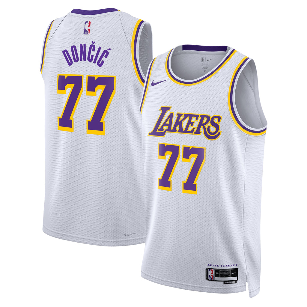 Los Angeles Lakers Nike Association Edition Swingman Jersey - White - Luka Dončić - Unisex NBA Team Jersey Basketball Fan Apparel