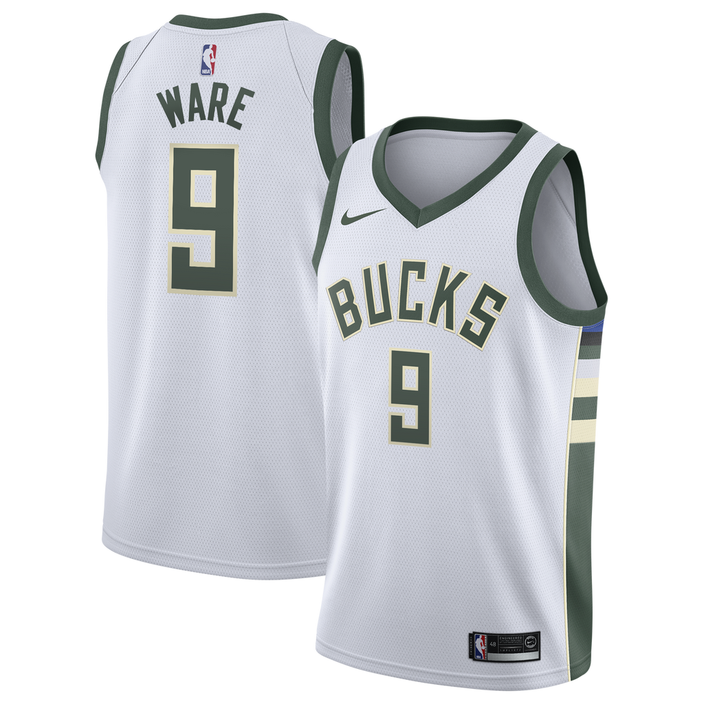 Milwaukee Bucks Nike Association Edition Swingman Jersey - White - Kel'el Ware - Youth NBA Team Jersey Basketball Fan Apparel