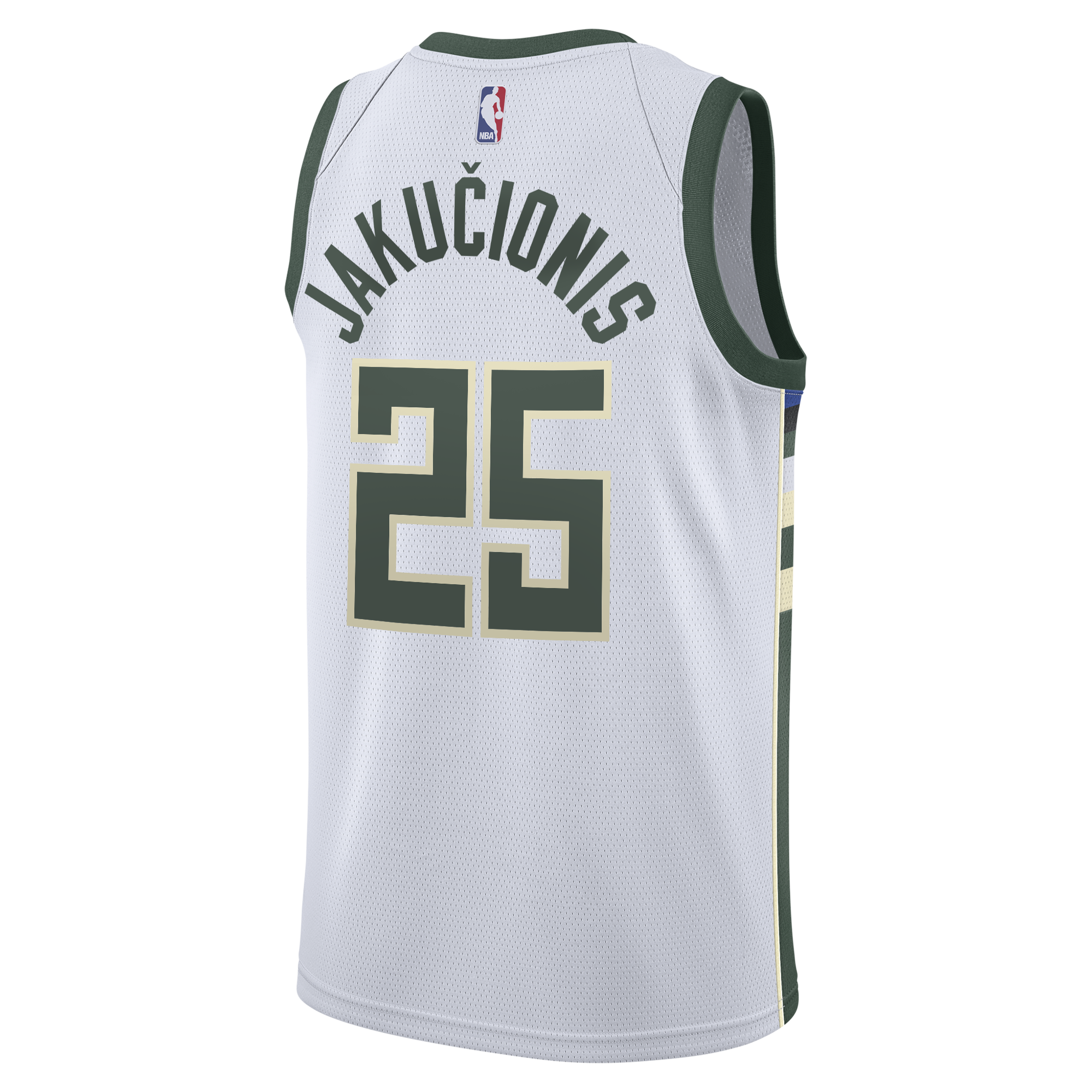 Milwaukee Bucks Nike Association Edition Swingman Jersey - White - Kasparas Jakučionis - Youth NBA Team Jersey Basketball Fan Apparel