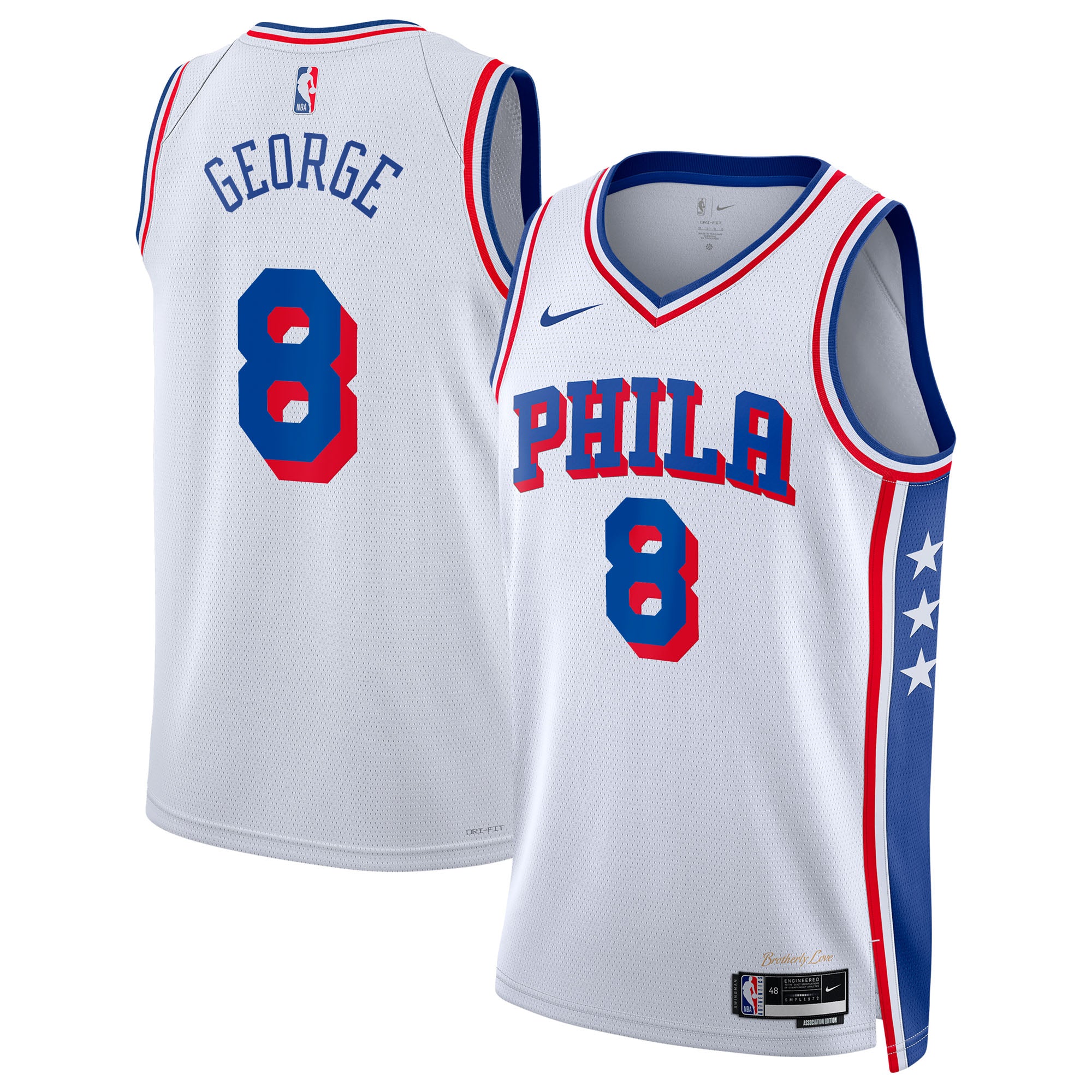 Philadelphia 76ers Nike Association Edition Swingman Jersey - White - Paul George - Unisex NBA Team Jersey Basketball Fan Apparel