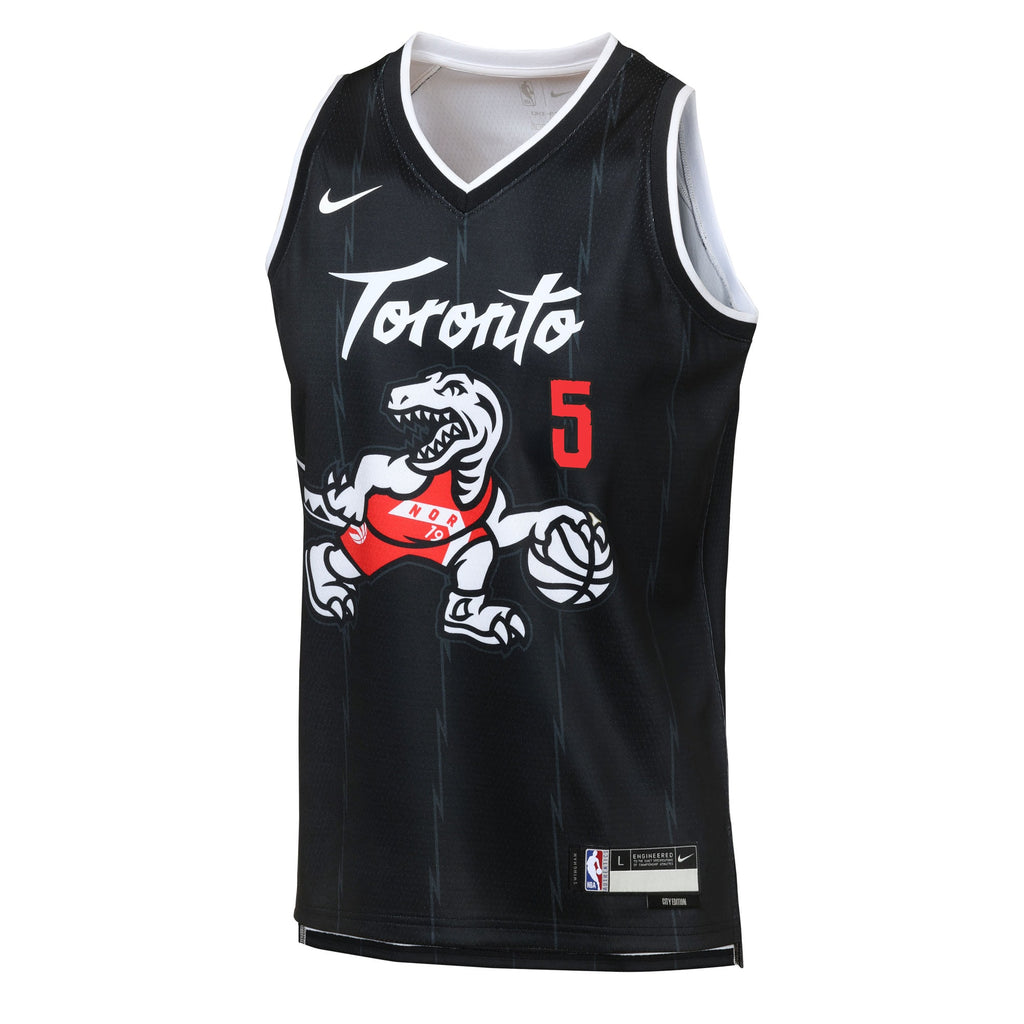 Toronto Raptors Nike 2025/26 City Edition Swingman Jersey - Black - Immanuel Quickley - Youth NBA Team Jersey Basketball Fan Apparel