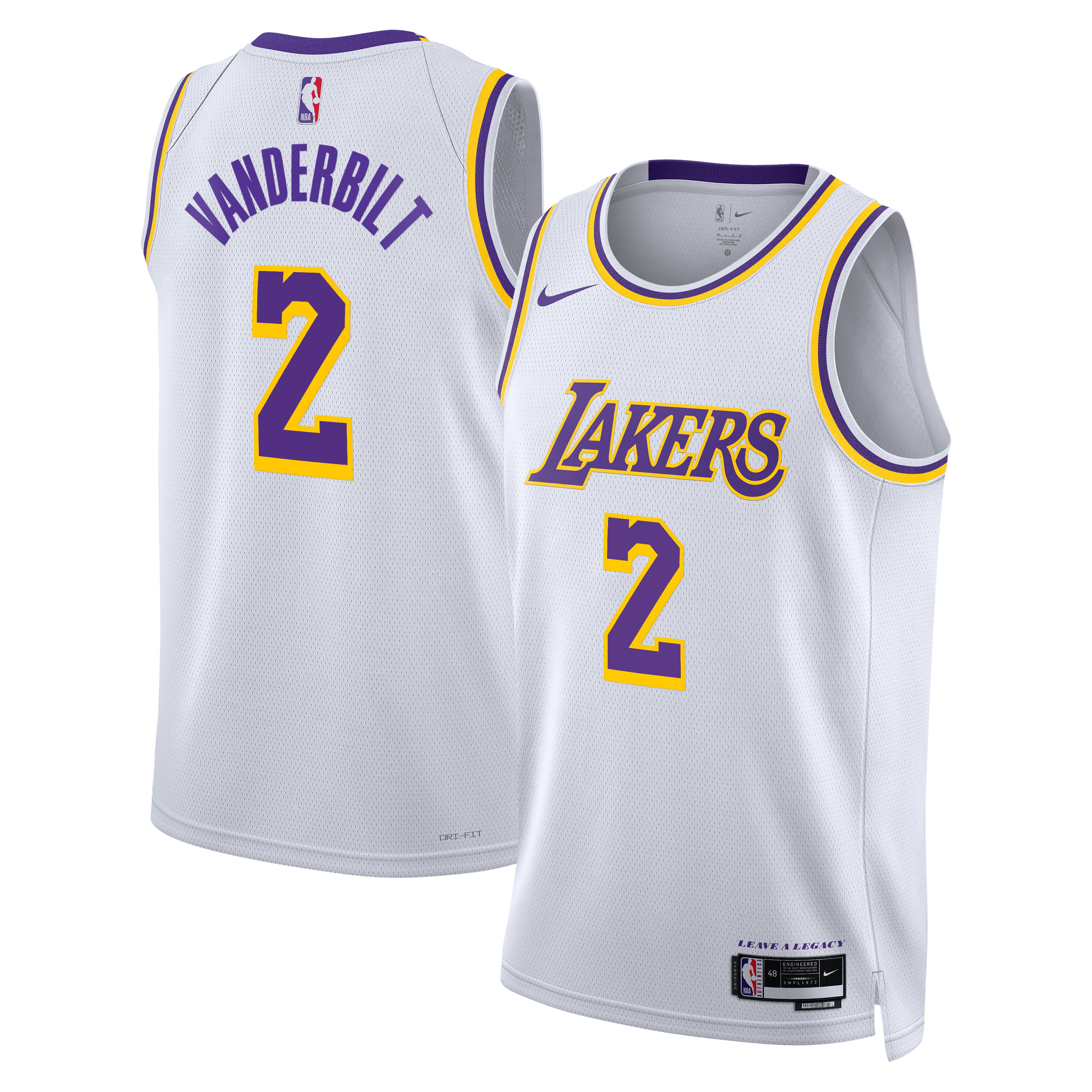 Los Angeles Lakers Nike Association Edition Swingman Jersey - White - Jarred Vanderbilt - Unisex NBA Team Jersey Basketball Fan Apparel