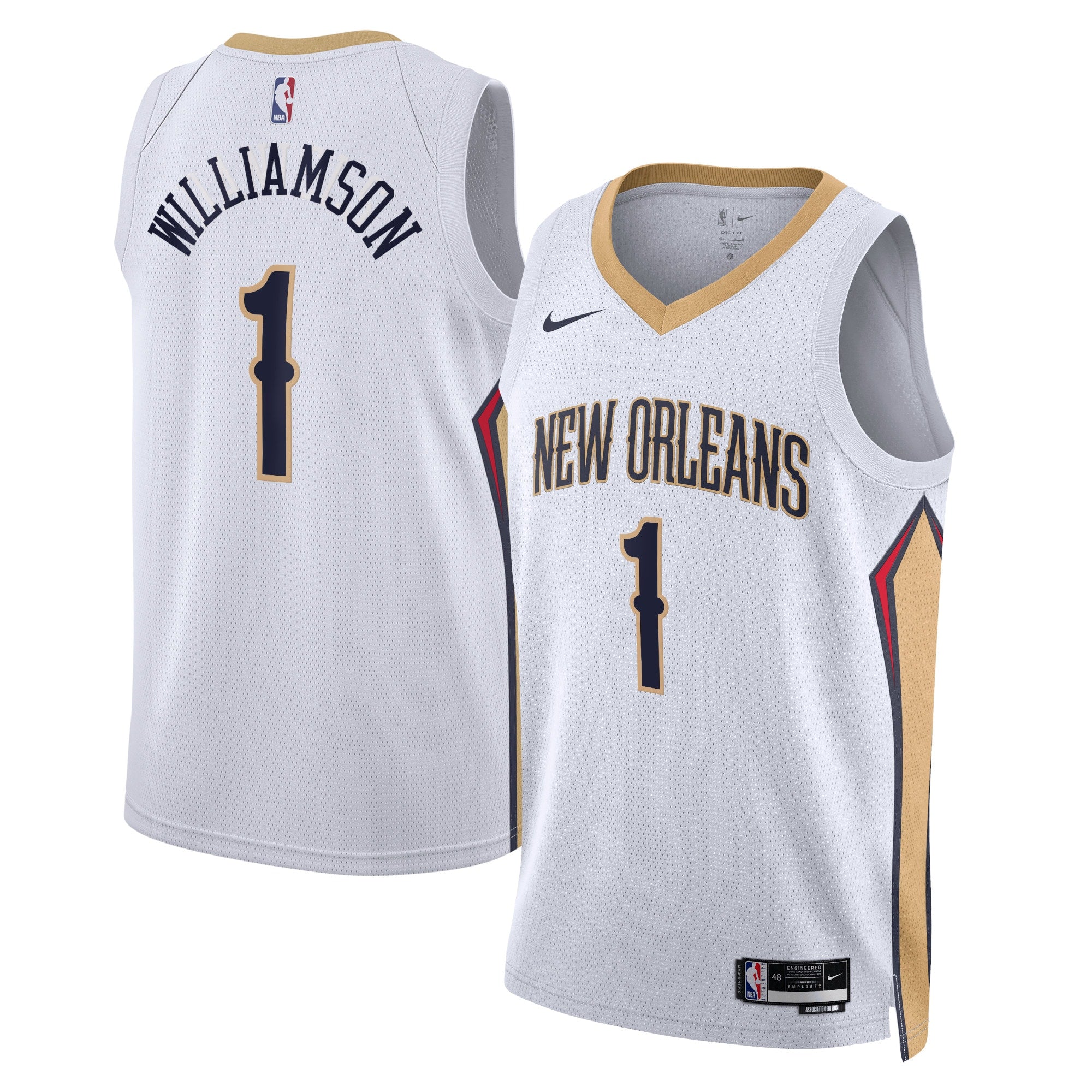 New Orleans Pelicans Nike Association Edition Swingman Jersey - White - Zion Williamson - Unisex NBA Team Jersey Basketball Fan Apparel