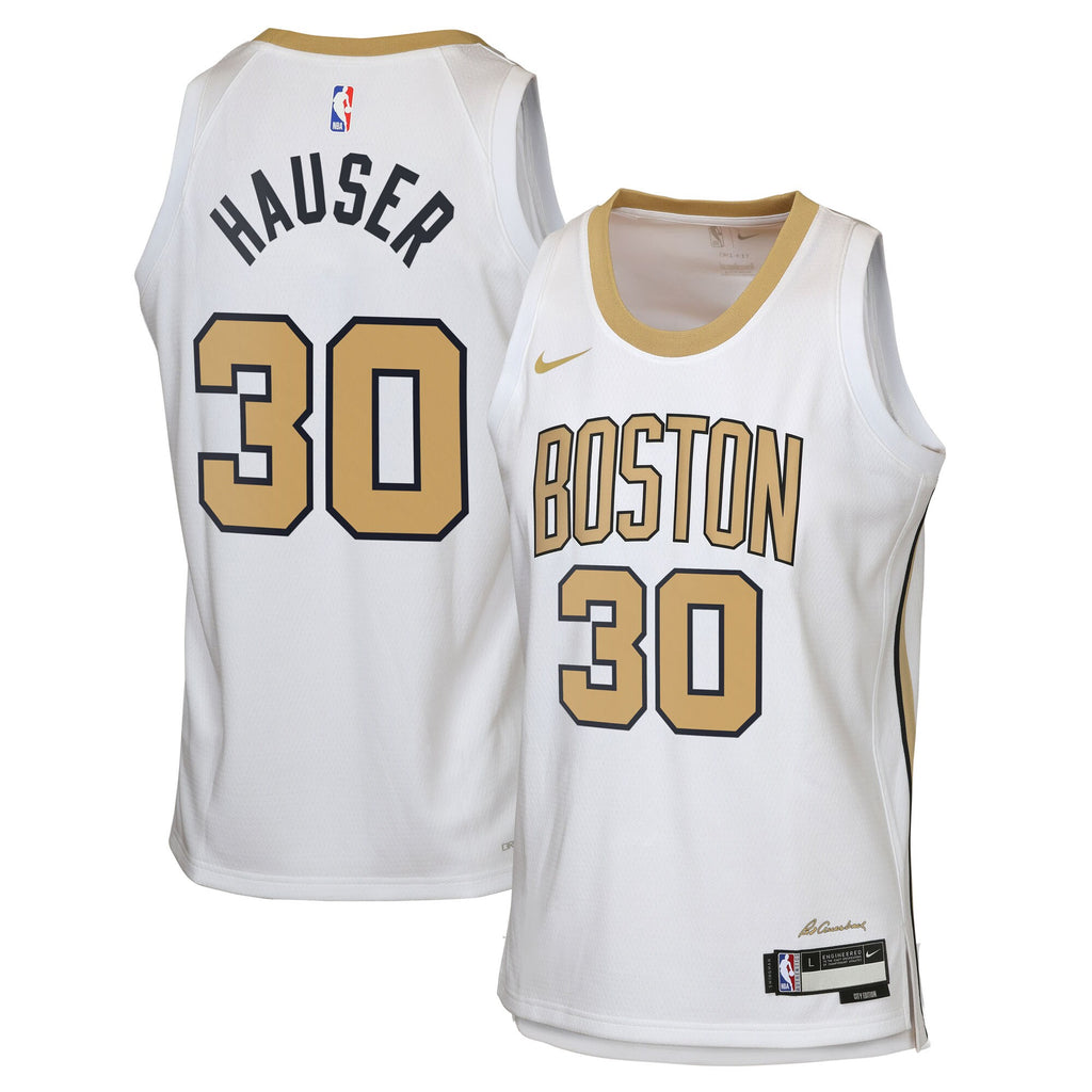 Boston Celtics Nike 2025/26 City Edition Swingman Jersey - White - Sam Hauser - Youth NBA Team Jersey Basketball Fan Apparel