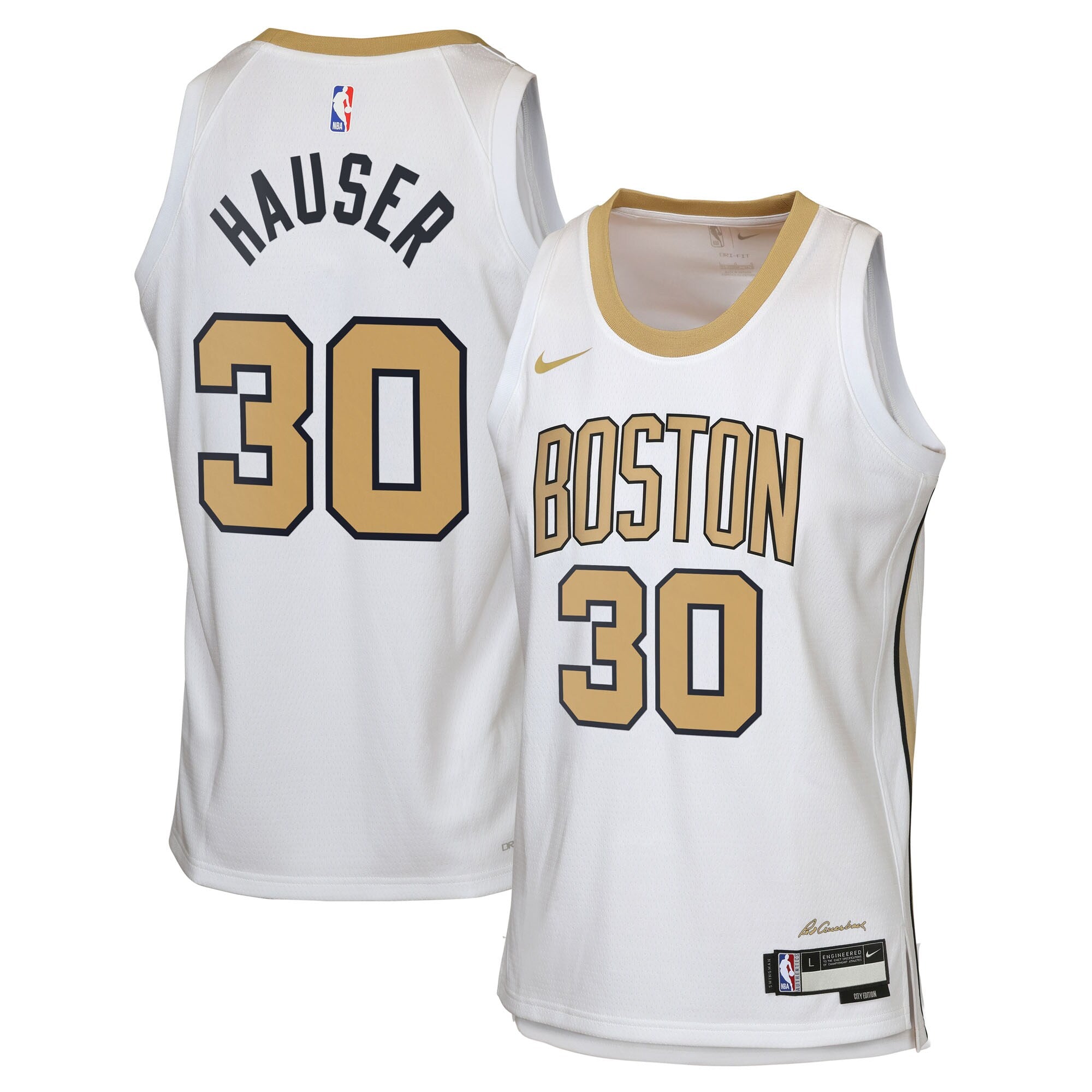 Boston Celtics Nike 2025/26 City Edition Swingman Jersey - White - Sam Hauser - Youth NBA Team Jersey Basketball Fan Apparel