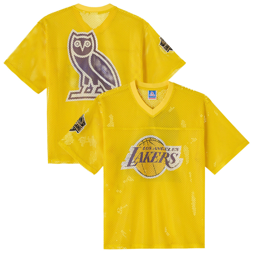 Los Angeles Lakers X OVO Mesh Football Jersey - Men's NBA Team Jersey Basketball Fan Apparel