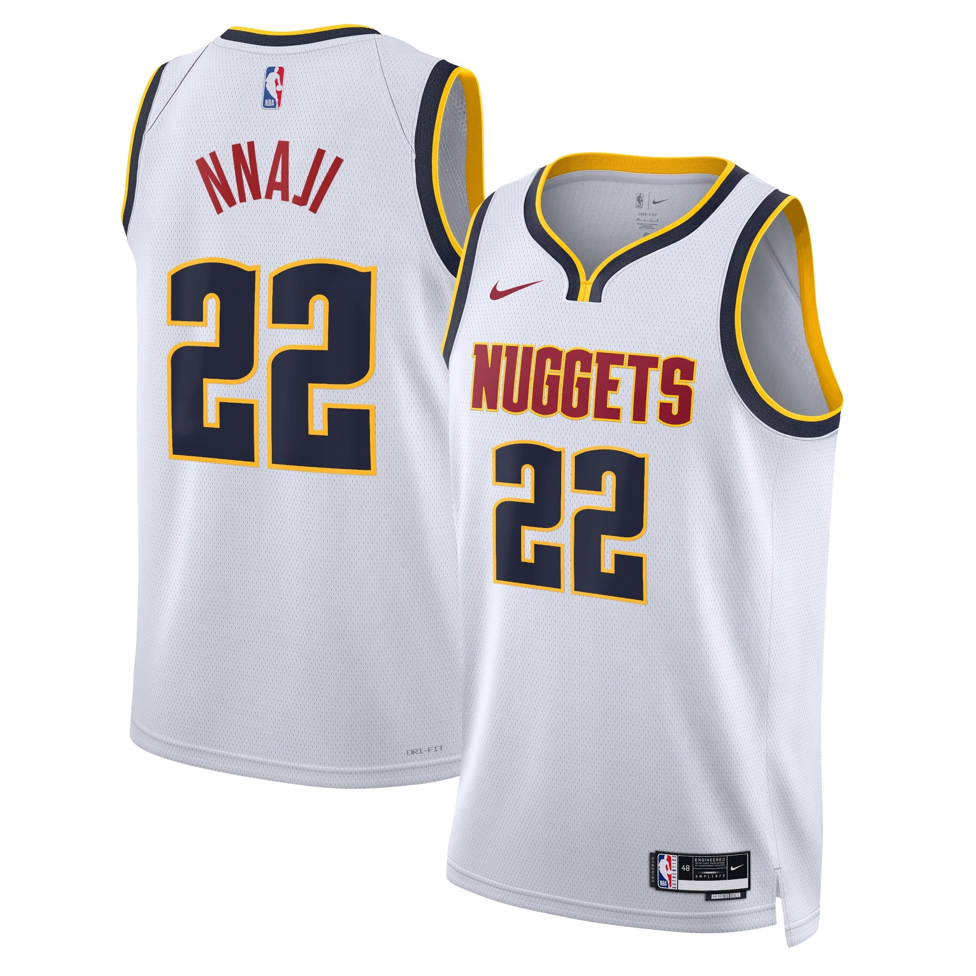 Denver Nuggets Nike Association Edition Swingman Jersey - White - Zeke Nnaji - Unisex NBA Team Jersey Basketball Fan Apparel