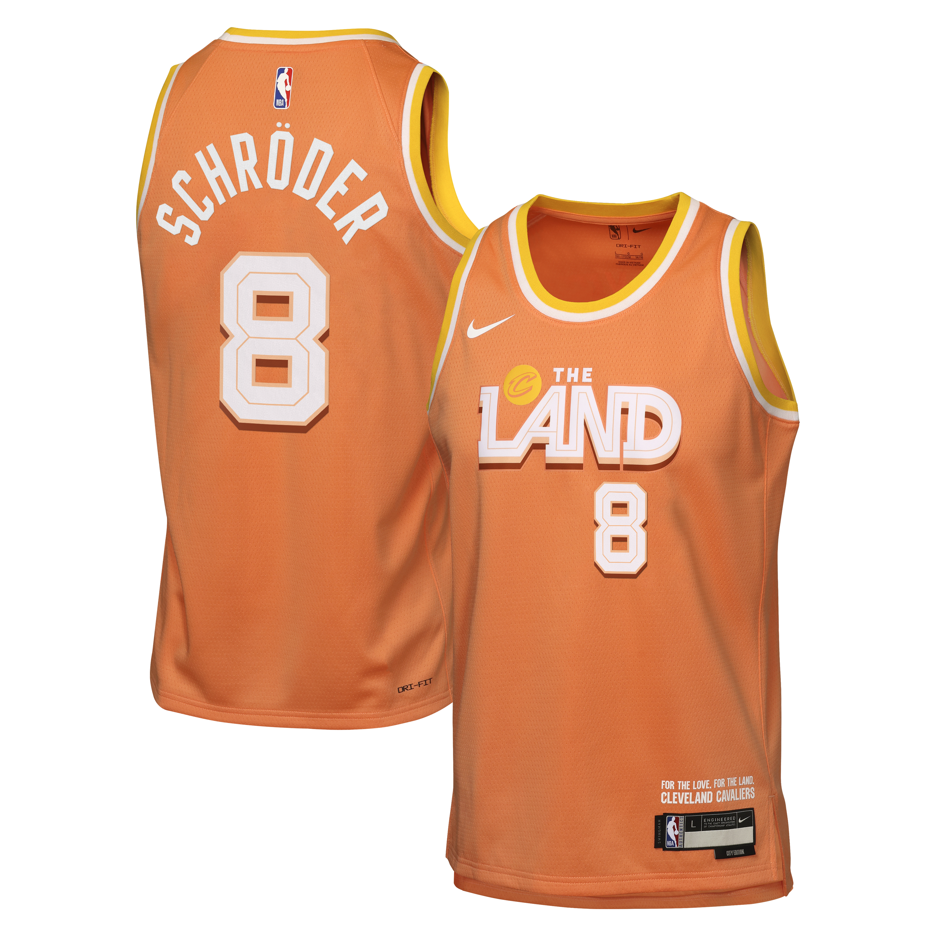 Nike Cleveland Cavaliers 2025/26 City Edition Swingman Jersey - Orange - Dennis Schröder - Youth NBA Team Jersey Basketball Fan Apparel