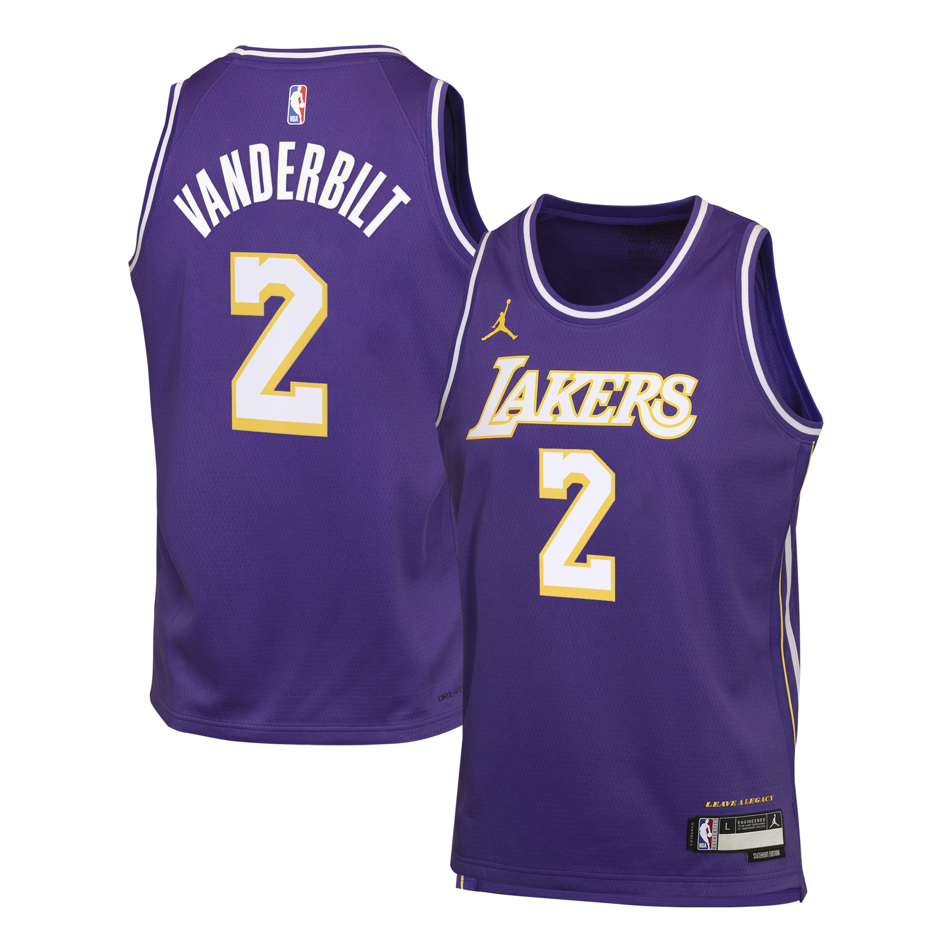 Los Angeles Lakers Jordan Brand Statement Edition Jersey - Purple - Jarred Vanderbilt - Youth NBA Team Jersey Basketball Fan Apparel