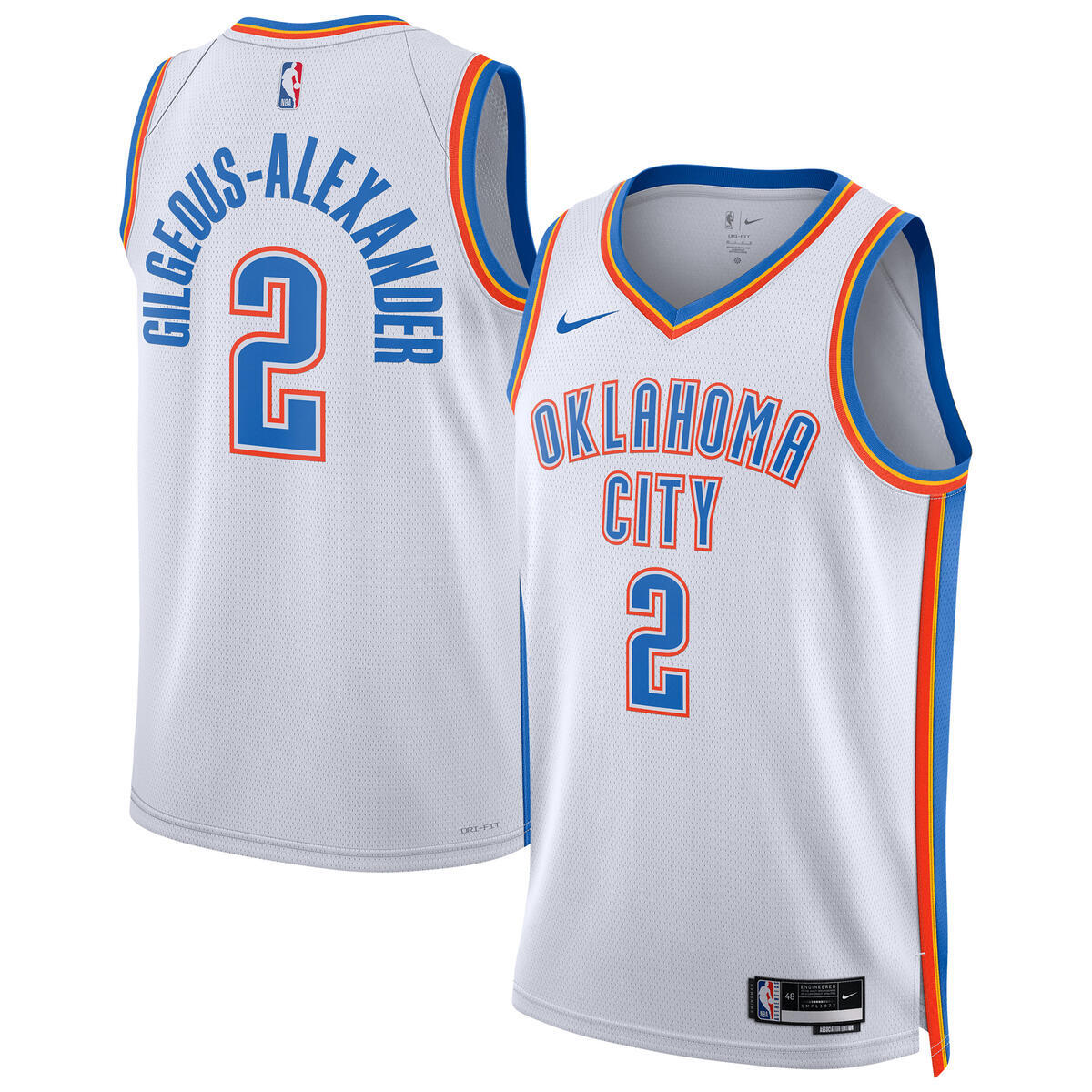 Oklahoma City Thunder Nike Association Swingman Jersey - Gilgeous-Alexander - Unisex NBA Team Jersey Basketball Fan Apparel