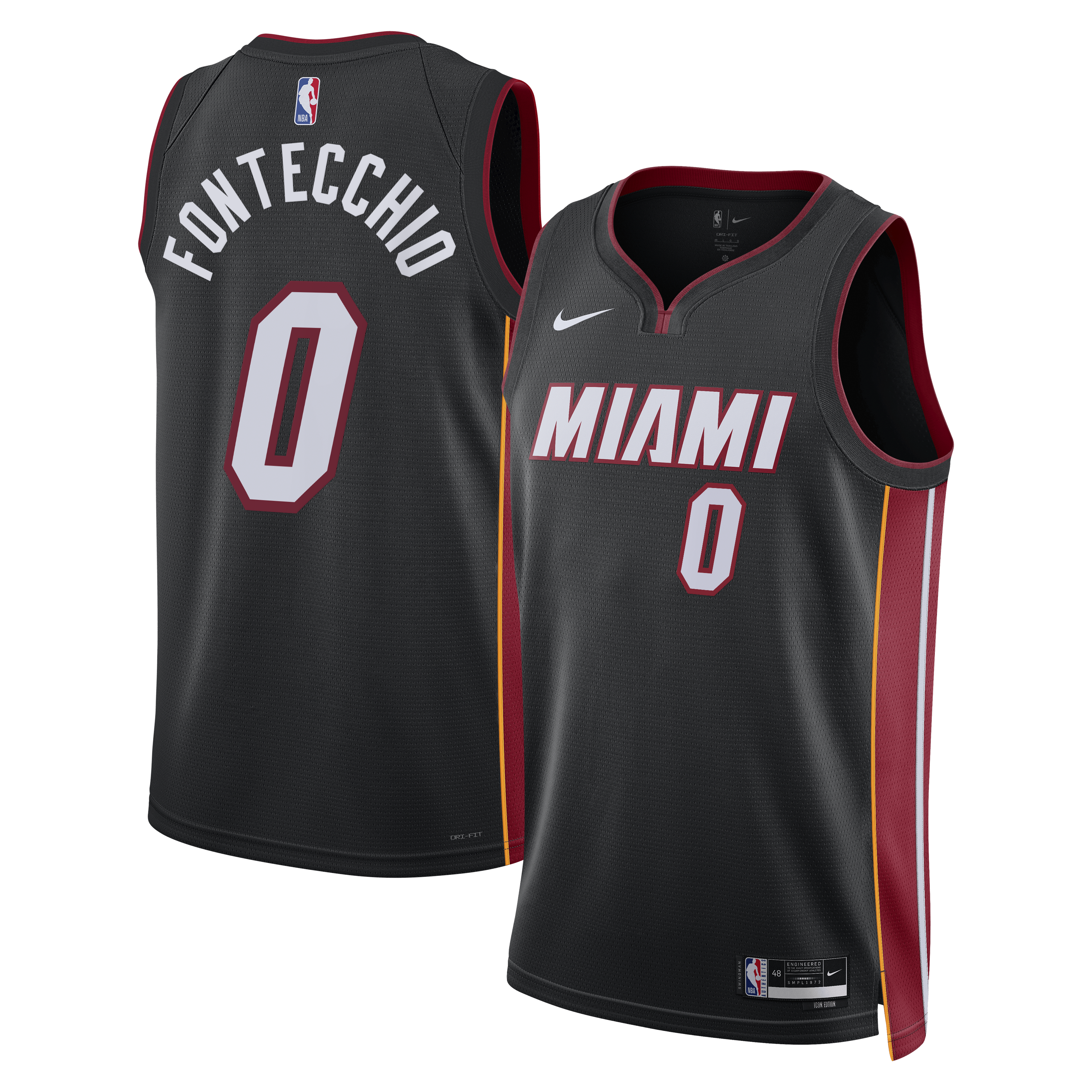 Miami Heat Nike Icon Edition Swingman Jersey - Black - Simone Fontecchio - Unisex NBA Team Jersey Basketball Fan Apparel