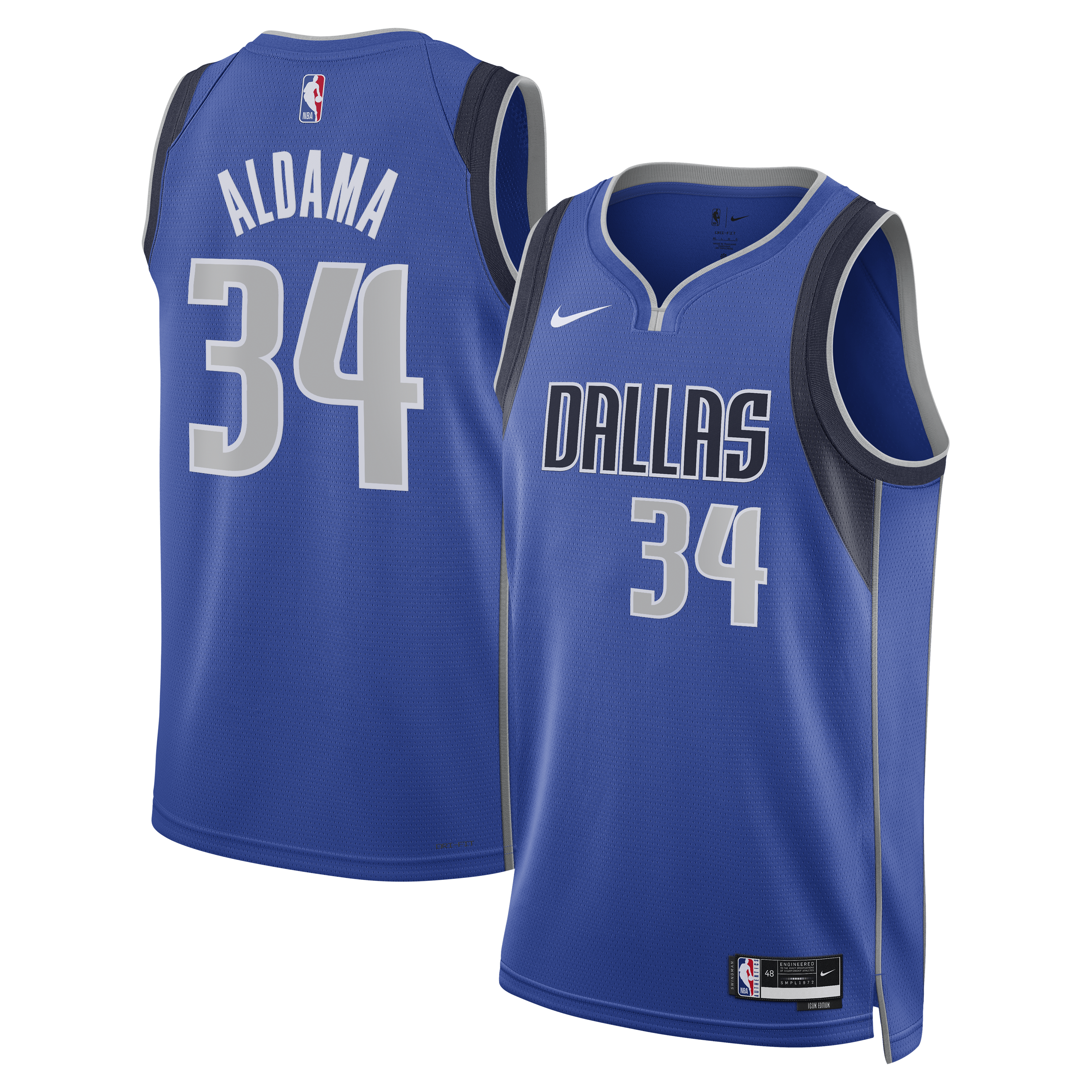 Dallas Mavericks Nike Icon Edition Swingman Jersey - Blue - Santi Aldama - Unisex NBA Team Jersey Basketball Fan Apparel