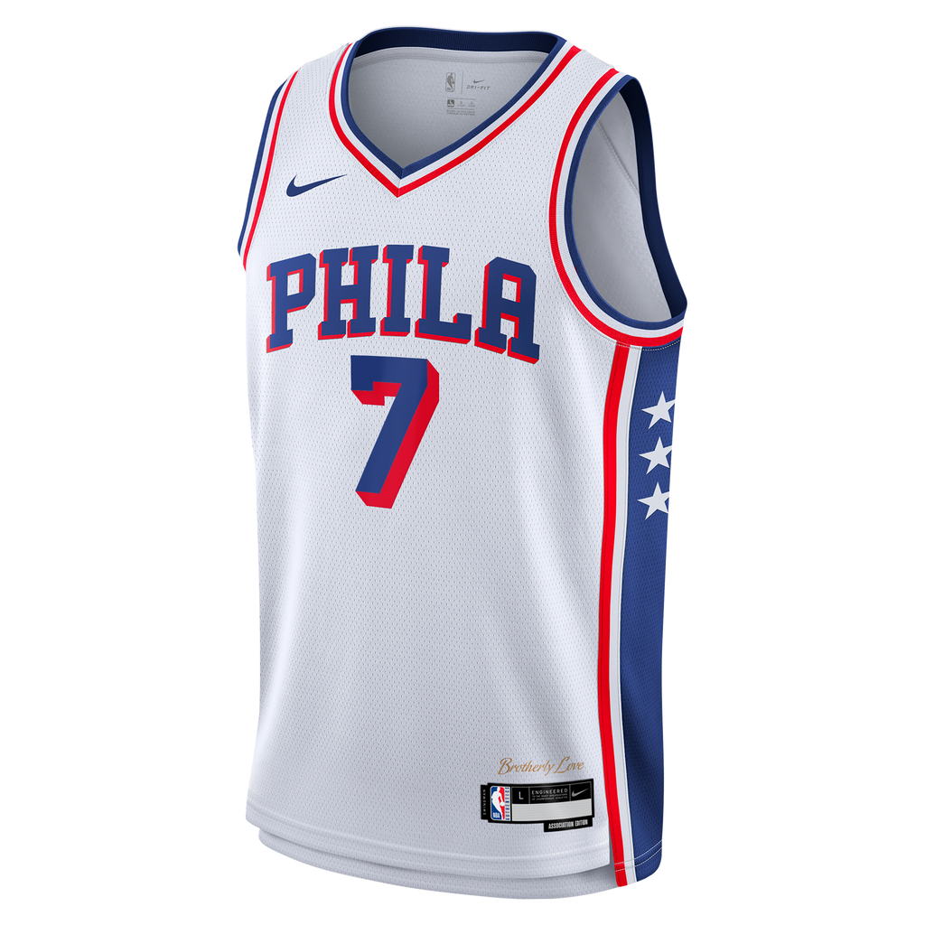 Philadelphia 76ers Nike Association Edition Swingman Jersey - White - Jaylen Brown - Youth NBA Team Jersey Basketball Fan Apparel