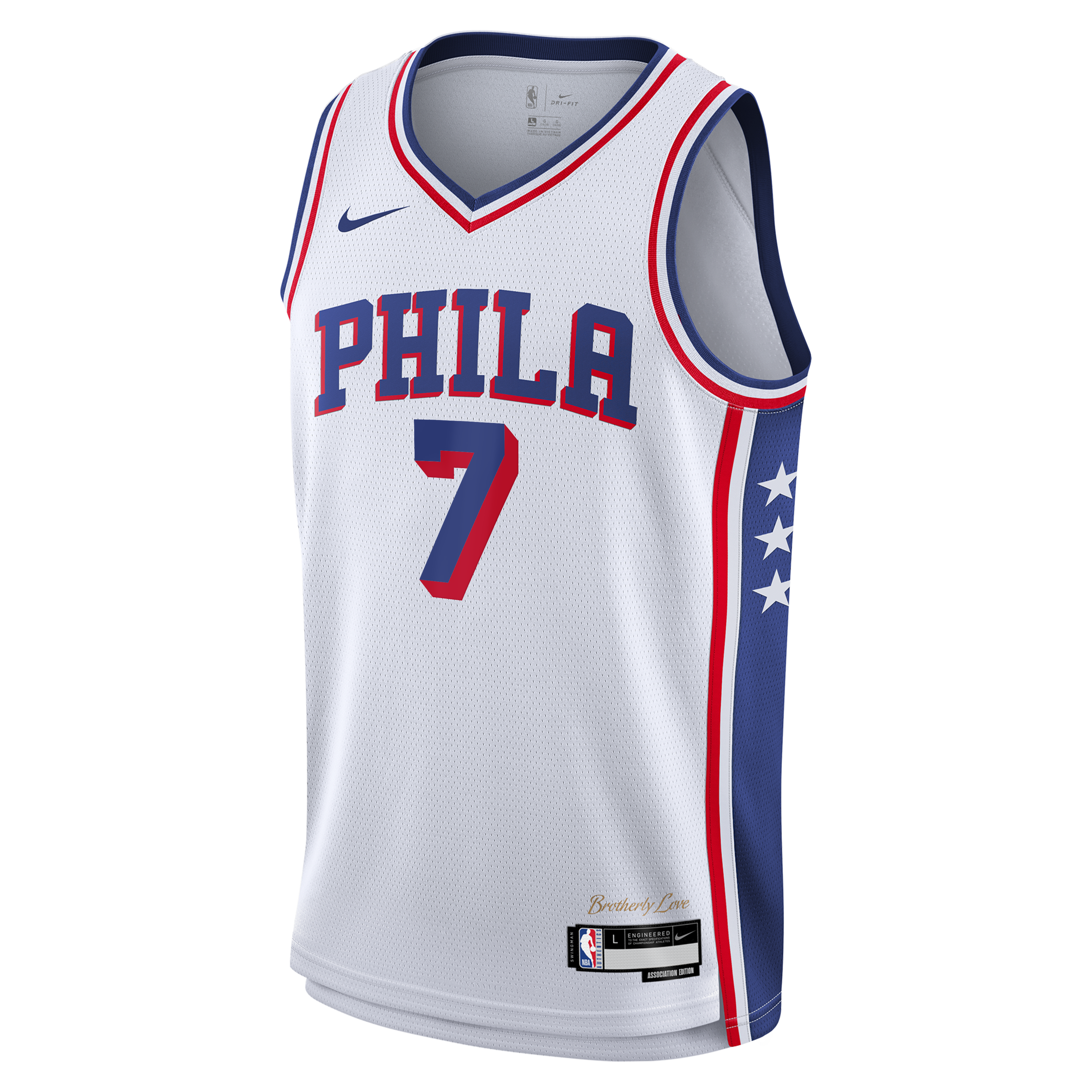 Philadelphia 76ers Nike Association Edition Swingman Jersey - White - Jaylen Brown - Youth NBA Team Jersey Basketball Fan Apparel